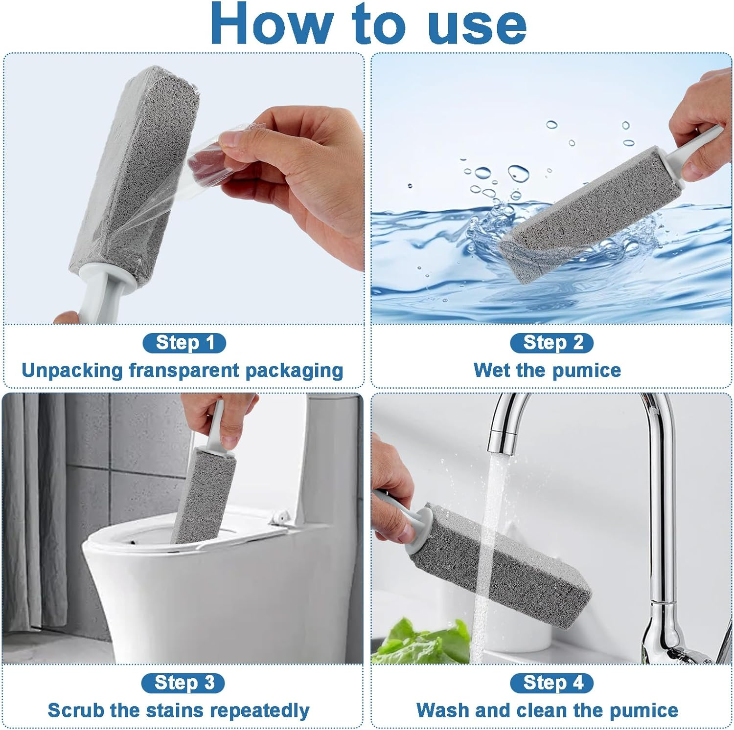 3 Pack Cleaning Pumice Stone for Gas Stove Grates & Top, Pumice Stone Cleaner for Oven with Extra Long Handle, Remove Water Rings and Stains image number 6