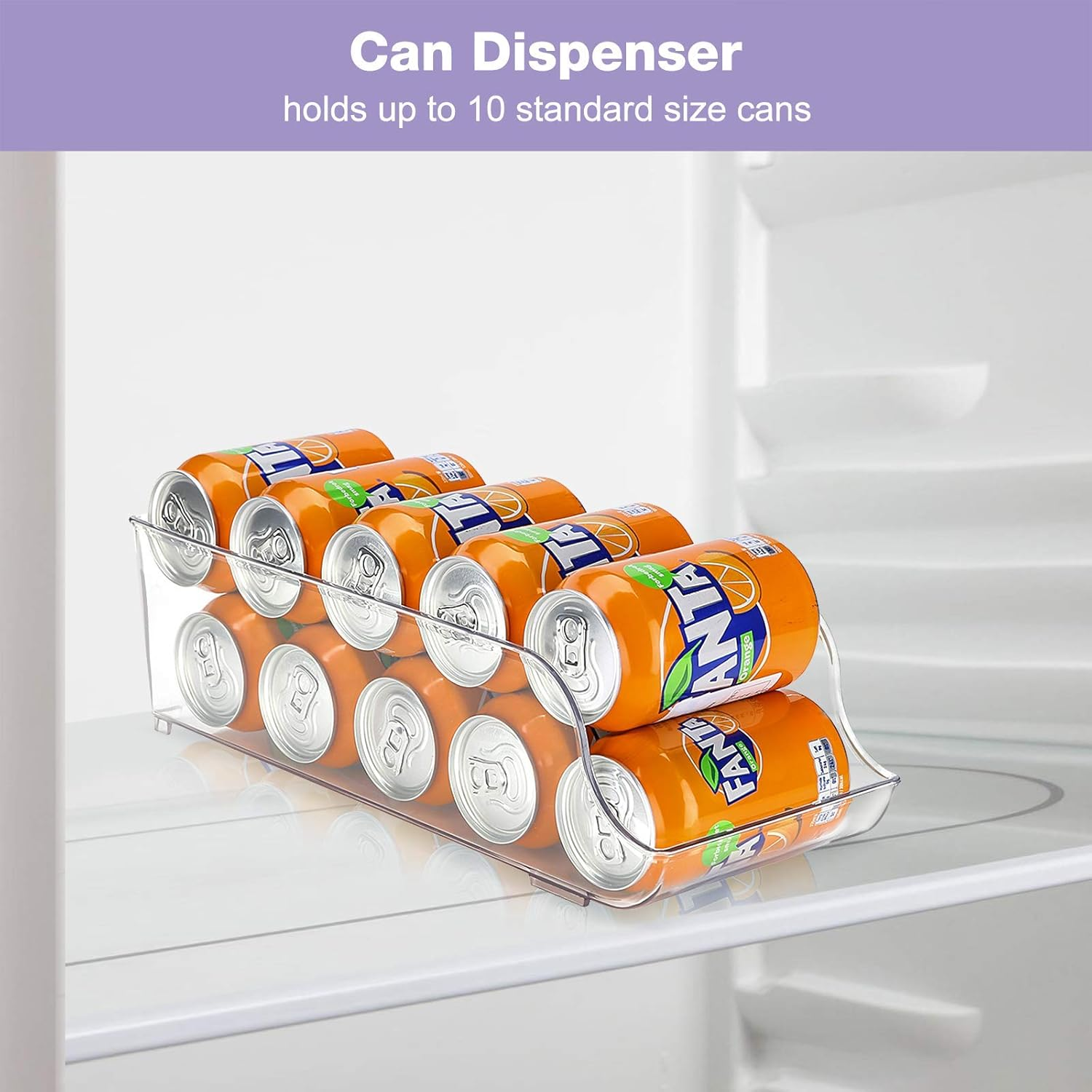 Puricon [4 Pack] Refrigerator Organizer Bins Can Dispenser Storage Holder, Soda Beverage Canned Food Container Bin Clear Plastic Pantry Storage Rack for Fridge Pantry Kitchen Countertops Cabinets image number 5
