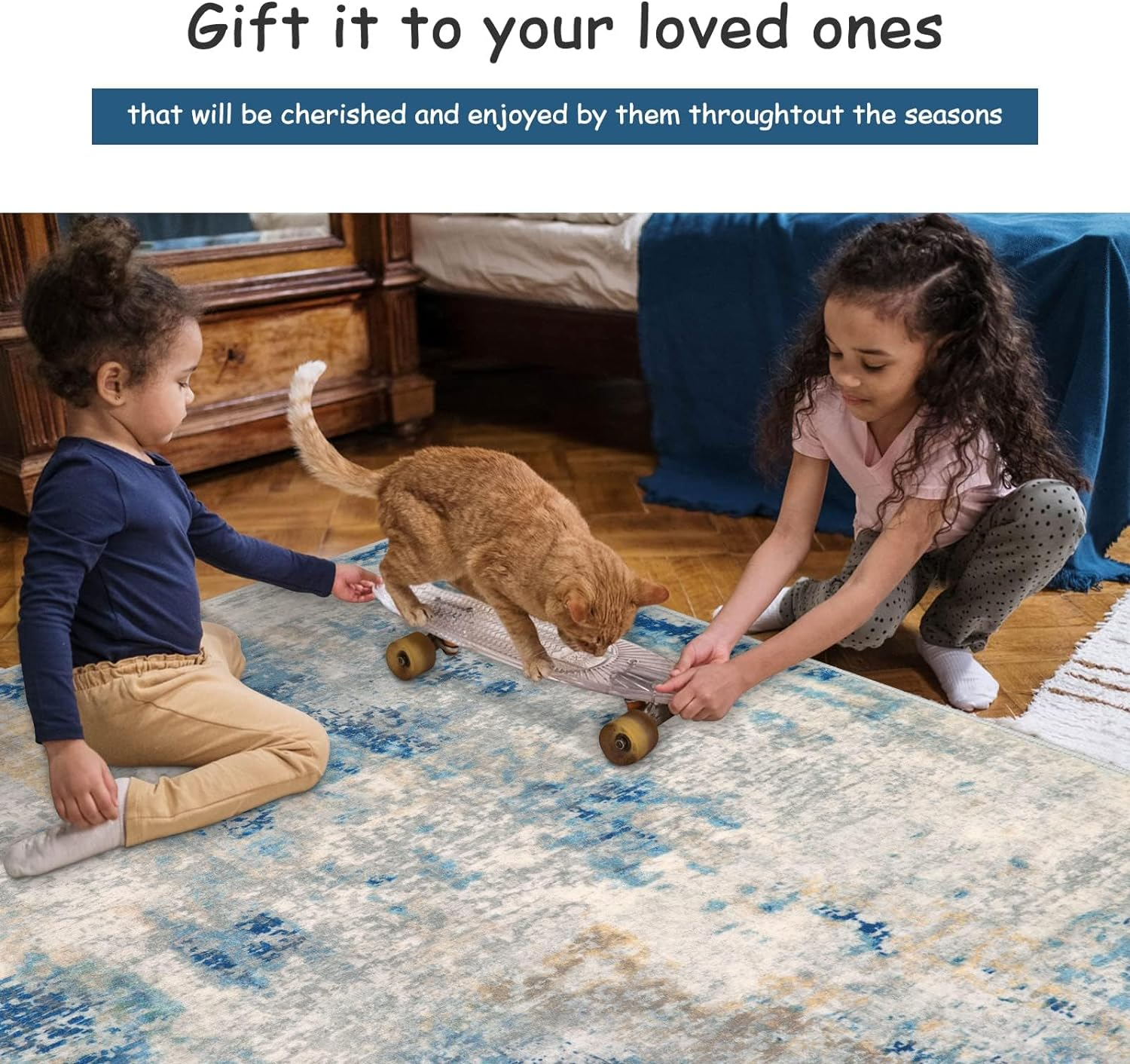 Area Rugs，160 * 120Cm Modern Non-Slip Machine Washable Rugs, Floor Rugs for Living Room/Bedroom/Dining/Office image number 1