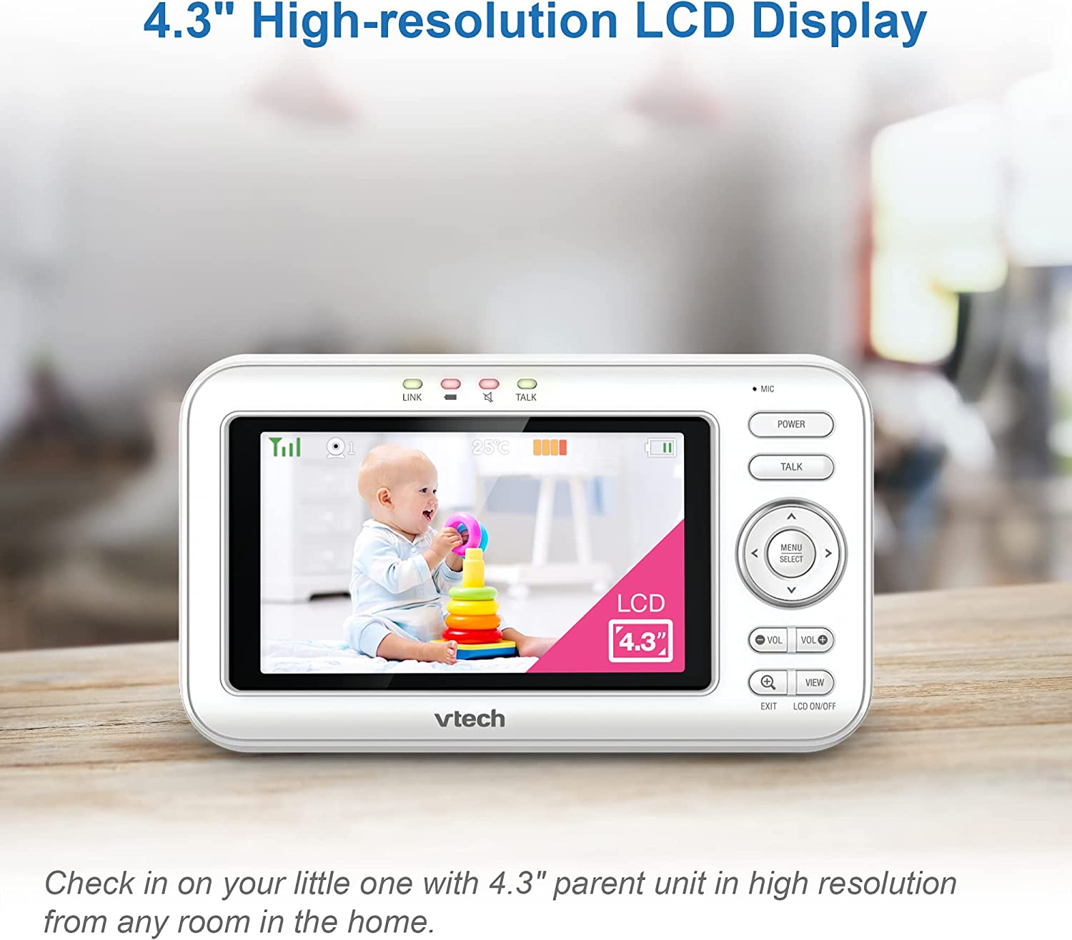Vtech BM4700N 4.3" 2-Camera Full Colour Pan & Tilt Video Baby Monitor, White image number 3