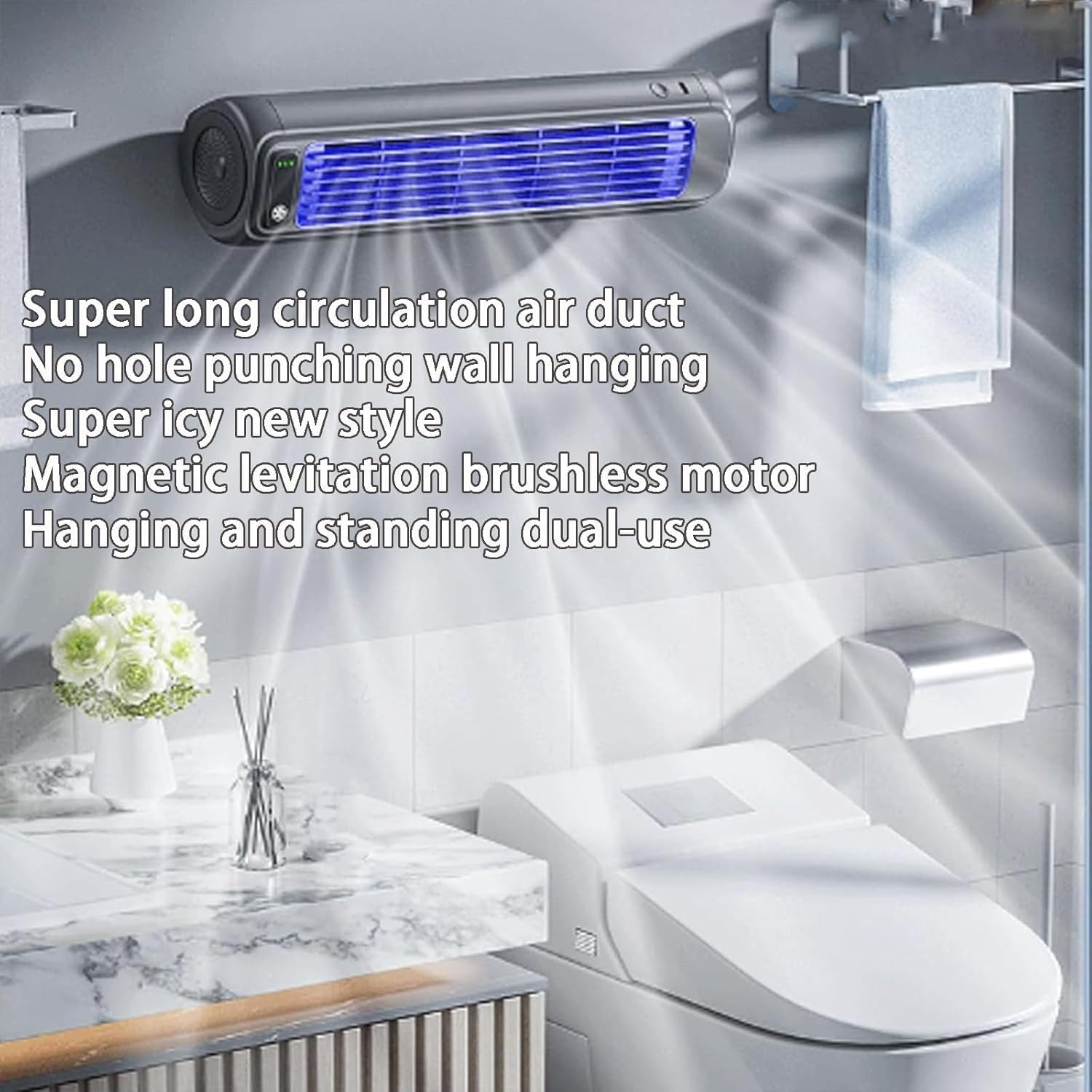 Portable Fan | 3-Speed Cooling for Bedroom, Office | 12H Runtime, 4.5H Charge, Wall-Mount/Standing | Personal Air Cooler image number 6