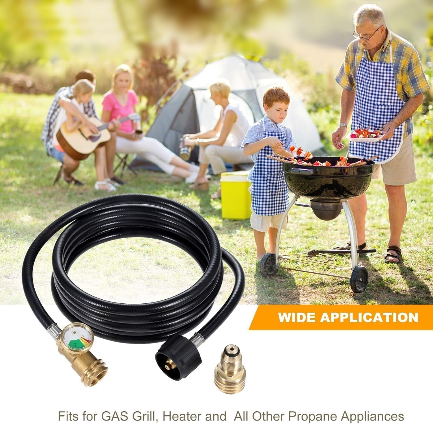 Dophee 12 FT Propane Tank Extension Hose - Universal Extension with Tank Adapter and Gauge, Leak Detector for Gas Grill, Heater and All Other Appliances image number 5