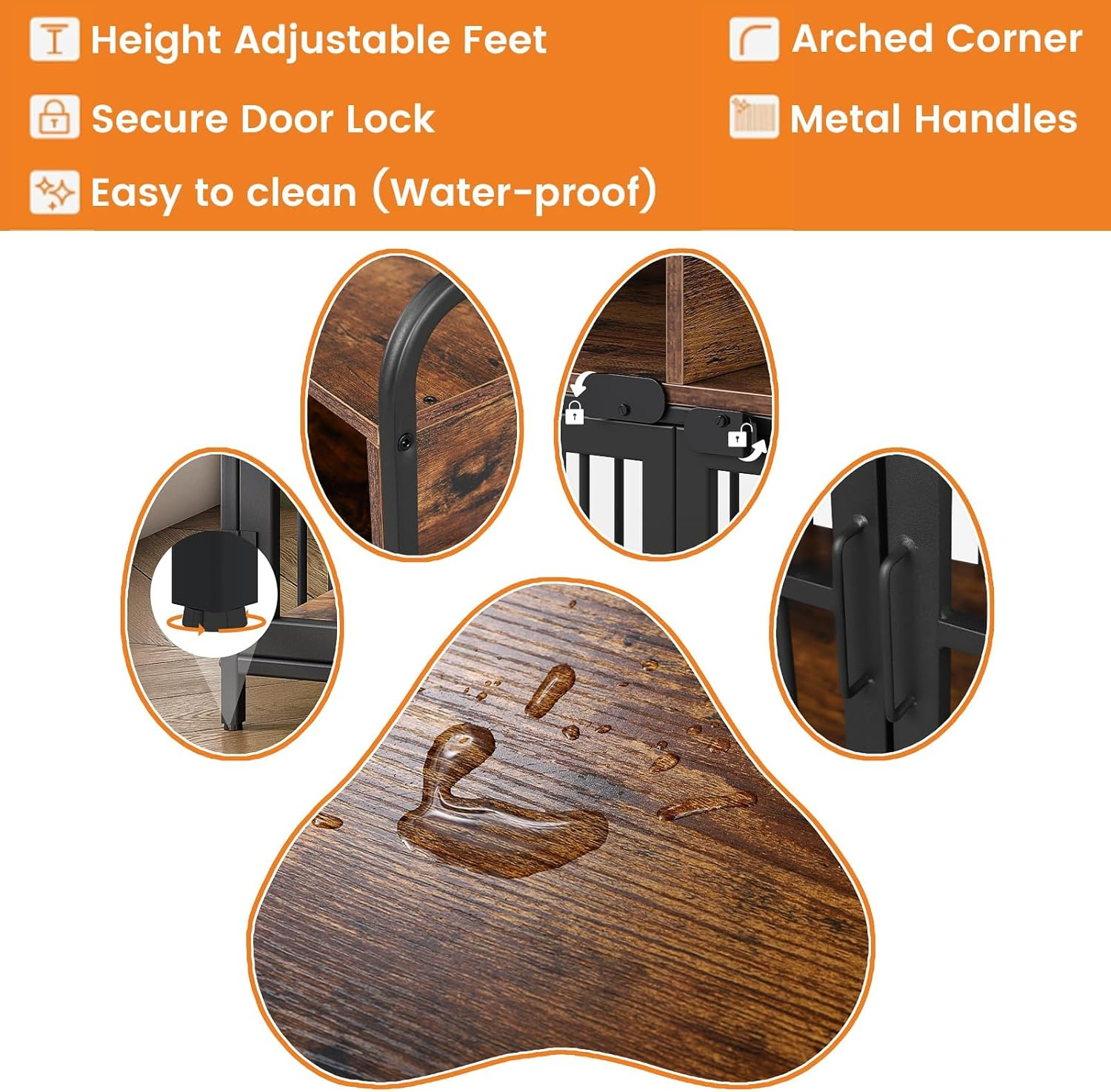 Koreal Dog Crate, 104Cm Width Dog Crate Furniture for Large Dogs, Heavy Duty Dog Kennel with 2 Drawers Storage, Wooden Dog Cage Indoor Dog House End Table for Dogs