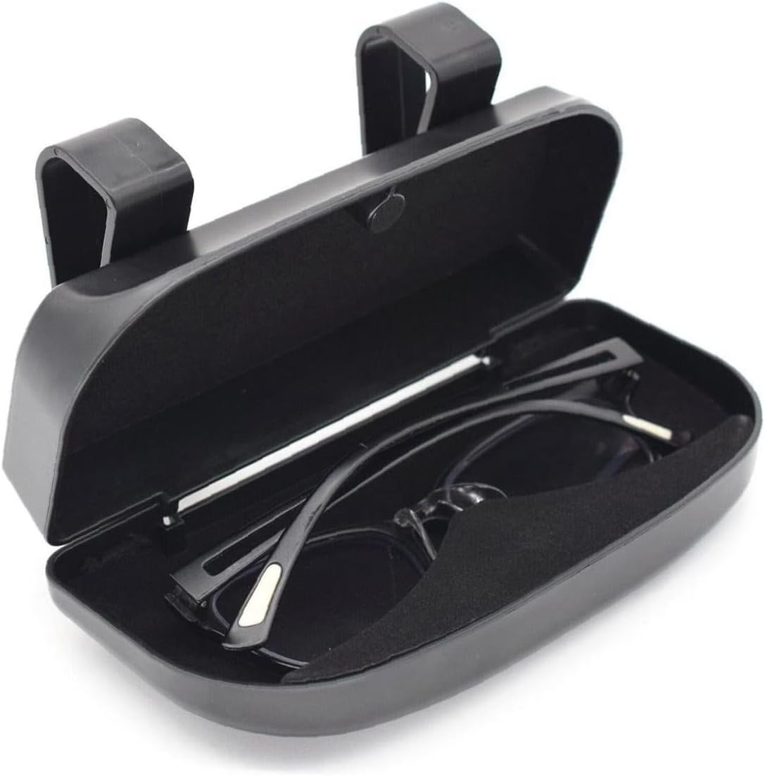 AIMALL Multi-Function Car Visor Glasses Case, Safety Glasses Storage Box with Magnetic Closure, Durable Sunglass Holder for Most Vehicles, 6.69X3.15X1.54 Inch - Black image number 3