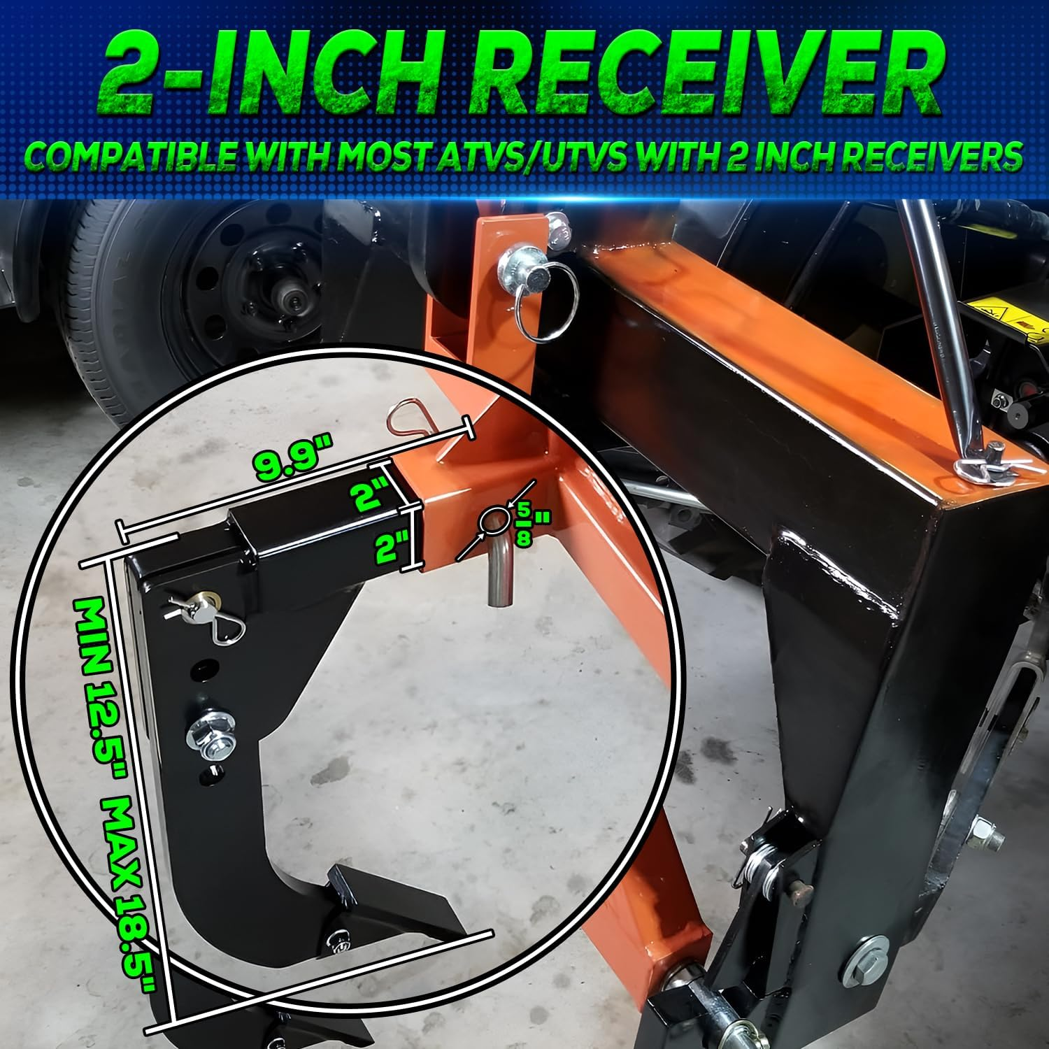 3 Point Trencher Ripper Attachment Fit 2" Receivers, Hitch Mounted Ripper for Tractor Lawn Mower ATV UTV, Adjustable Subsoiler Plow with Replacement Plough Blade in Garden Farm Bury Pipes Sow Seeds image number 4