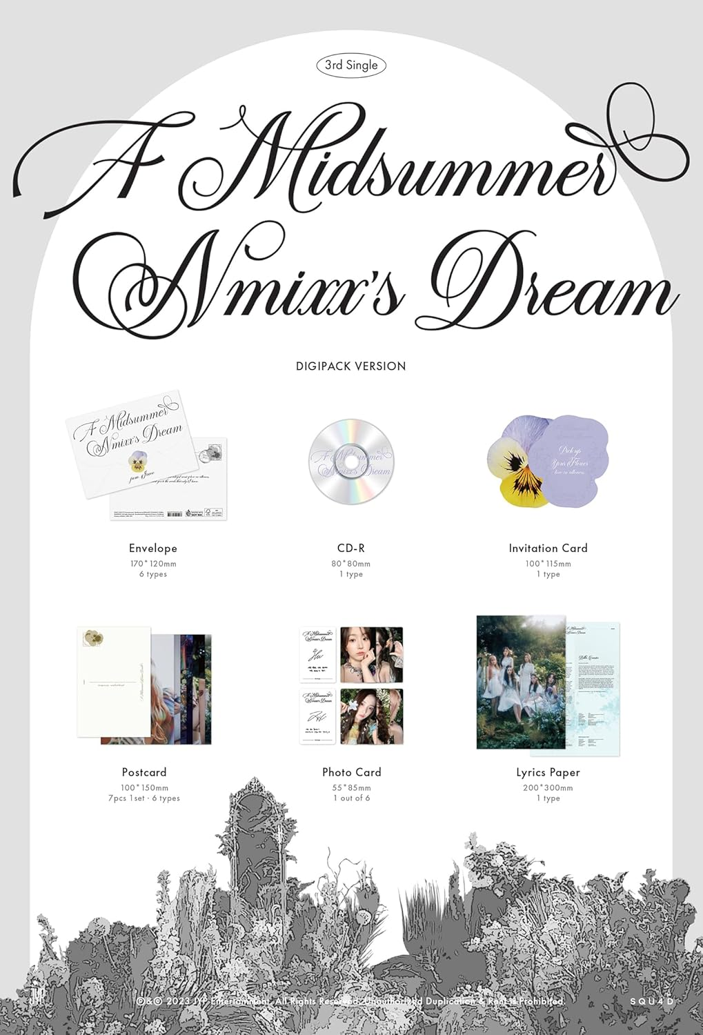 NMIXX a Midsummer Nmixx'S Dream 3Rd Single Album Digipack Random Version Cd+1P Invitation Card+7P Postcard+1P Photocard+1P Lyrics Paper+Tracking Sealed