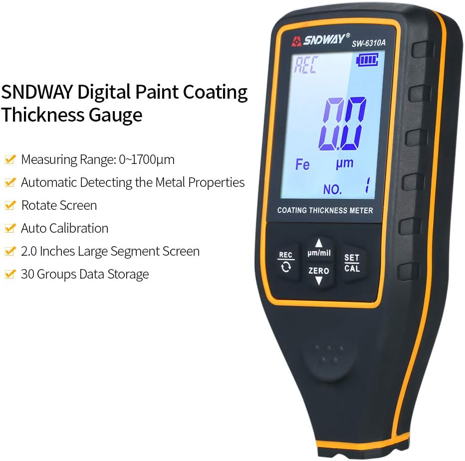 HIKOAN Digital Paint Coating Thickness Gauge Handheld Coatings Thickness Tester Coating Thickness Meter with Auto Function Fe/Nf Probe Car Detector Automotive Coating Refinishing Cars Paint Tester image number 5