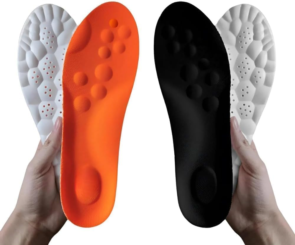 2 Pairs Memory Foam Steppers Insoles with Arch Support for Women Men, Comfort Massage Insoles Replacement Shoe Inserts for Trainers Sneakers Sports Shoes Work Boots and Walking Shoes(41-42) image number 5