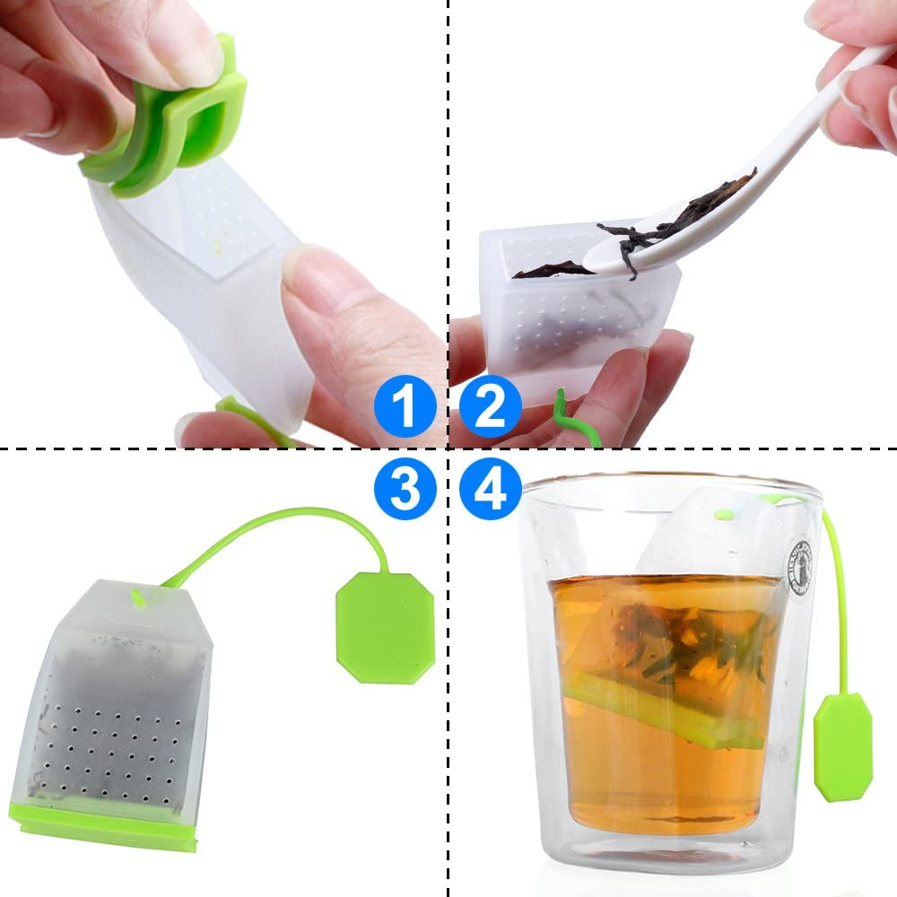 6 Pack Silicone Tea Infuser, Finegood Reusable Safe Loose Leaf Tea Bags Strainer Filter with Six Colors