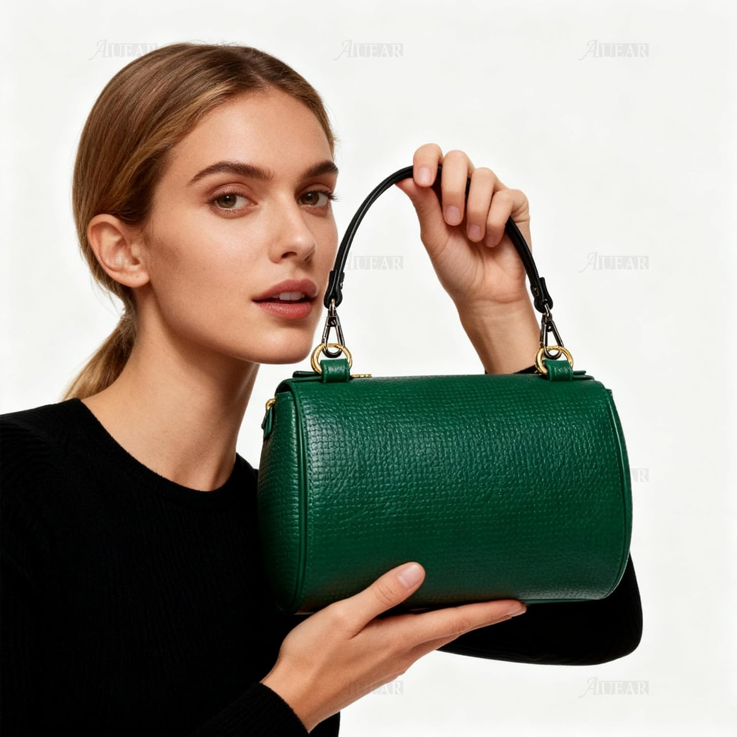 AUEAR, 2 Pack Leather Purse Strap Replacement Handbag Shoulder Bag Black with Gun Black Lock MC16752_GROUP1