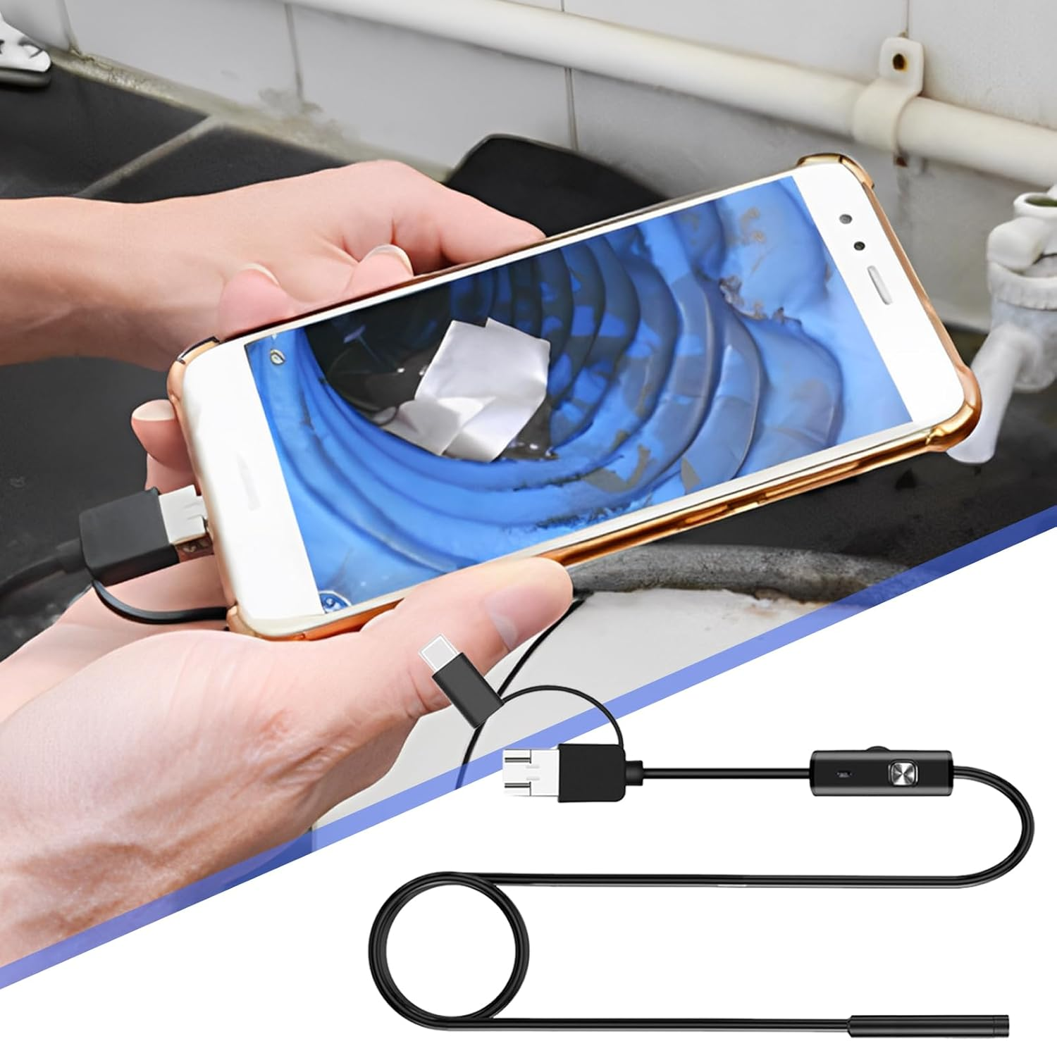 Snake Camera with Light | Endoscopio Automotriz,Ip67 Waterproof USB Borescope Inspection Tool for Plumbing Wall Sewer Industrial Equipment Home Mechanical Construction image number 4