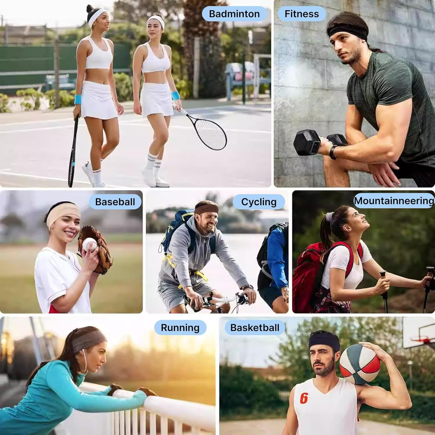 7PCS Non-Slip Headbands for Women, Fashion Sports Hair Bands, Soft Cotton Cloth Stretchy Headbands for Workout, Yoga, Running & Everyday Use, Comfortable & Stylish Hair Accessories image number 5