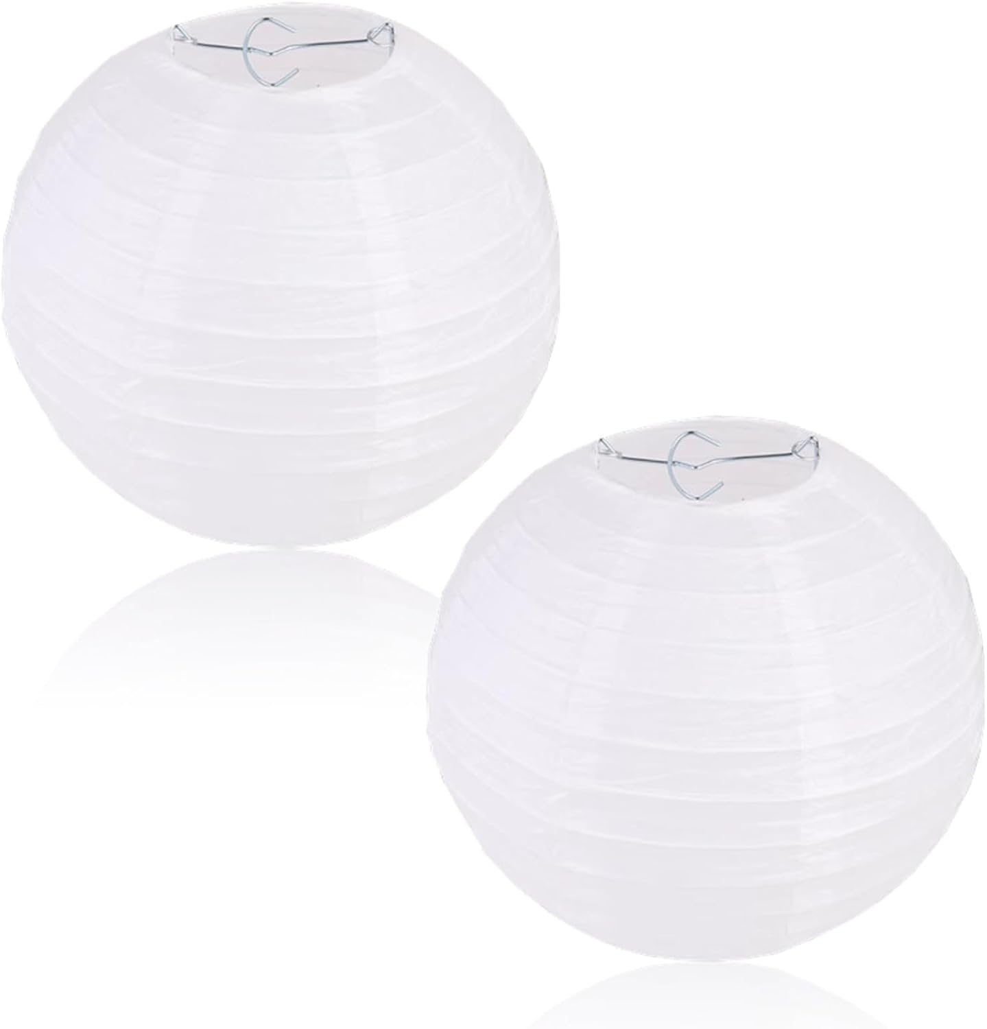 Pack of 2 20 Cm Lanterns, White, Paper Lampshade, Paper Lantern, Paper Lantern, Lampshade Paper round for Creative DIY Projects, Party, Garden, Wedding Decoration, Hot Balloon Decoration for Birthdays image number 1