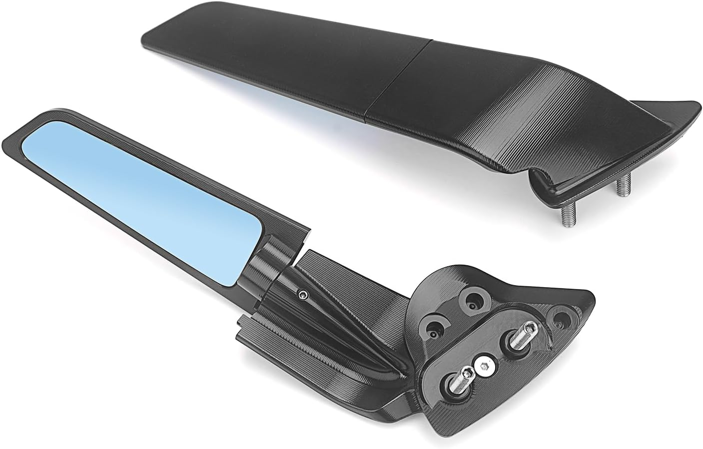 Motorcycle Stealth Side Mirrors, Areodynamic Winglets Rearview Adjustable Mirror Compatible with Yamaha YZF-R7 2021-2025 YZF-R6 2017-2020, CNC Aluminum, with Anit Glare Blue Lens image number 4