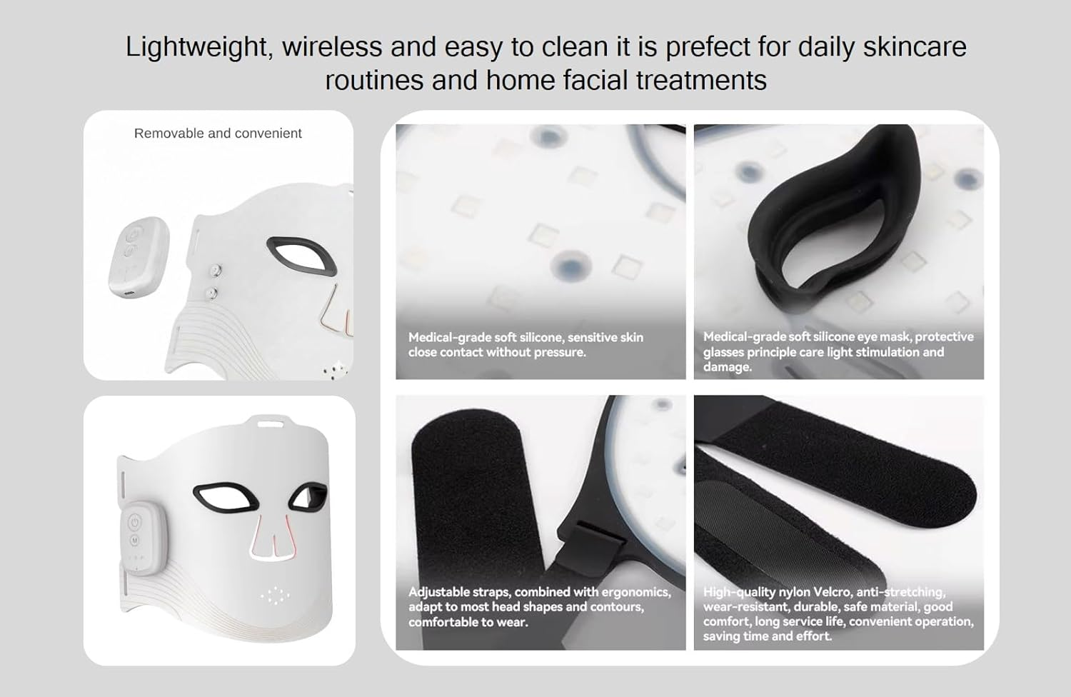 LED Light with Near-Infrared Therapy Face Mask- Red, Blue, Purple and Near-Infared Light Therapy for Face and Body with Wireless Controller image number 3