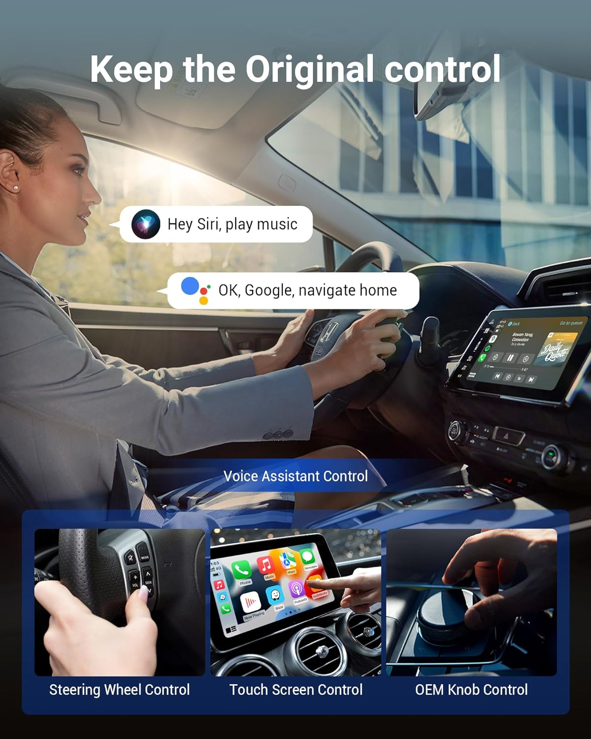 OTTOCAST Play2Video Pro &ndash; Wireless Carplay & Android Auto Adapter with Youtube, Netflix, Spotify, IPTV | 5Ghz Wifi, Auto Connect, No Delay | Compatible with OEM Wired Carplay image number 3
