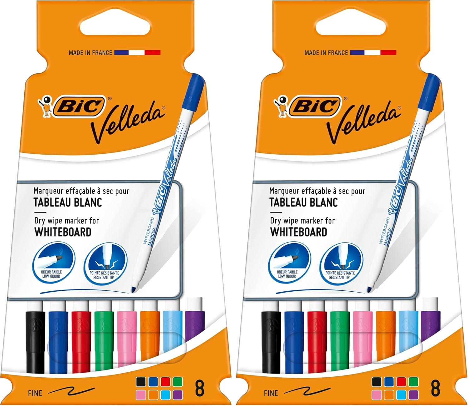 BIC Velleda 1721 Whiteboard Marker Fine Bullet Tip - Assorted Colours, Bulk Classpack of 72 Whiteboard Markers, School & Office Supplies