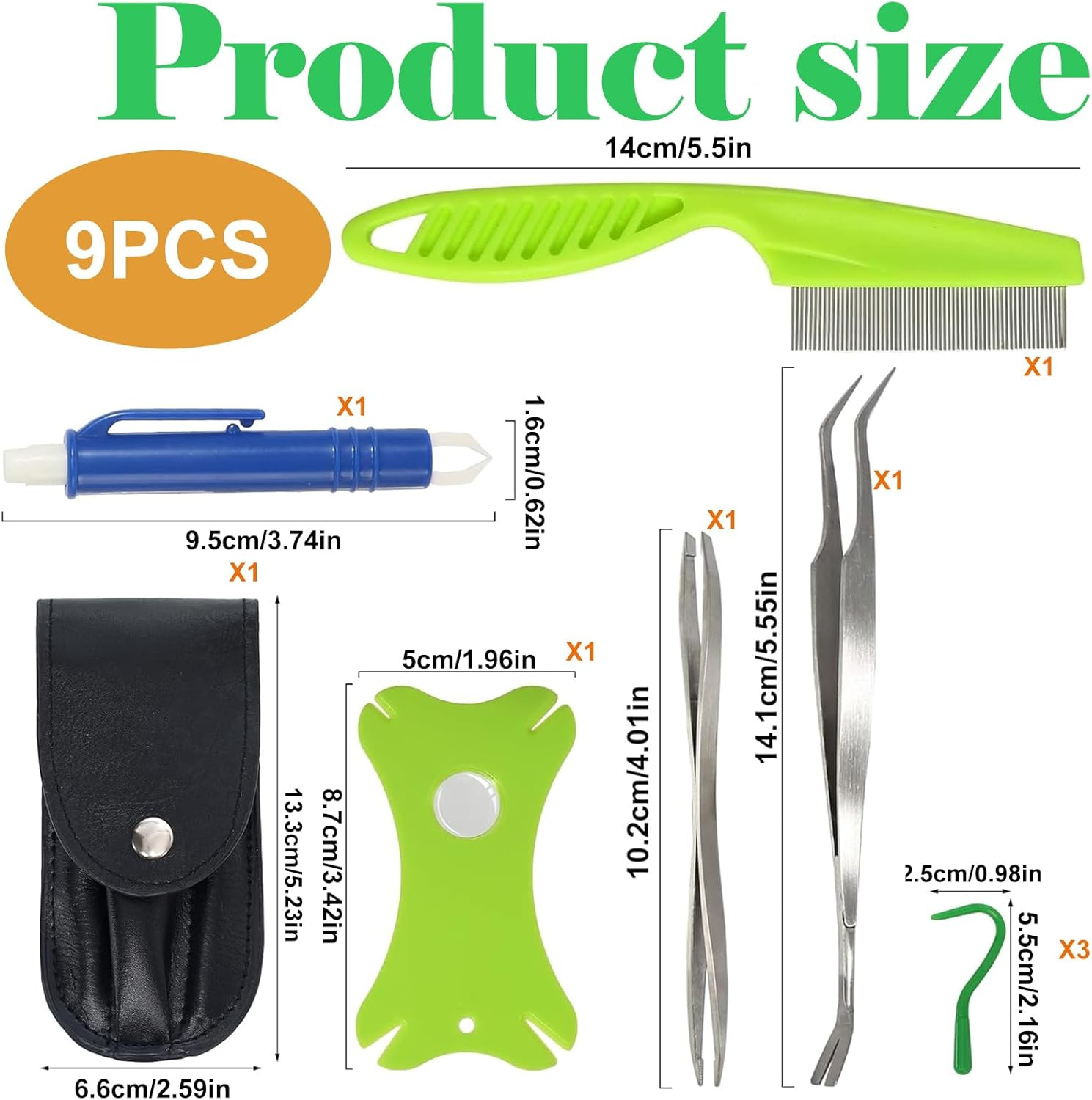 Vireeyu 7-Piece Stainless Steel Flea & Tick Removal Tool Set - Safe Tick Protection for Dogs, Cats, Pets & People - Includes Tick Tweezers, Hook, Card & More image number 6