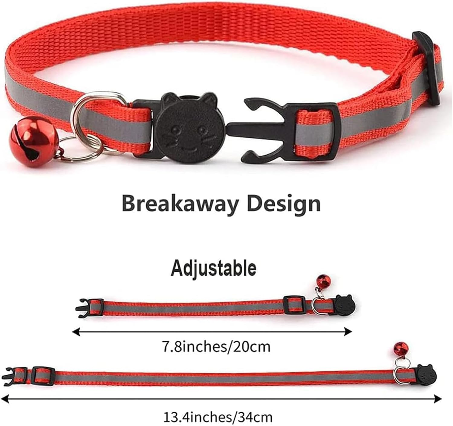 Pack of 8 Reflective Cat Collars, Adjustable Collar Cat Kitten (19-32 Cm), Reflective Kitten Collars, Cat Collar, Reflective Safety Cat Collars with Quick Release image number 5