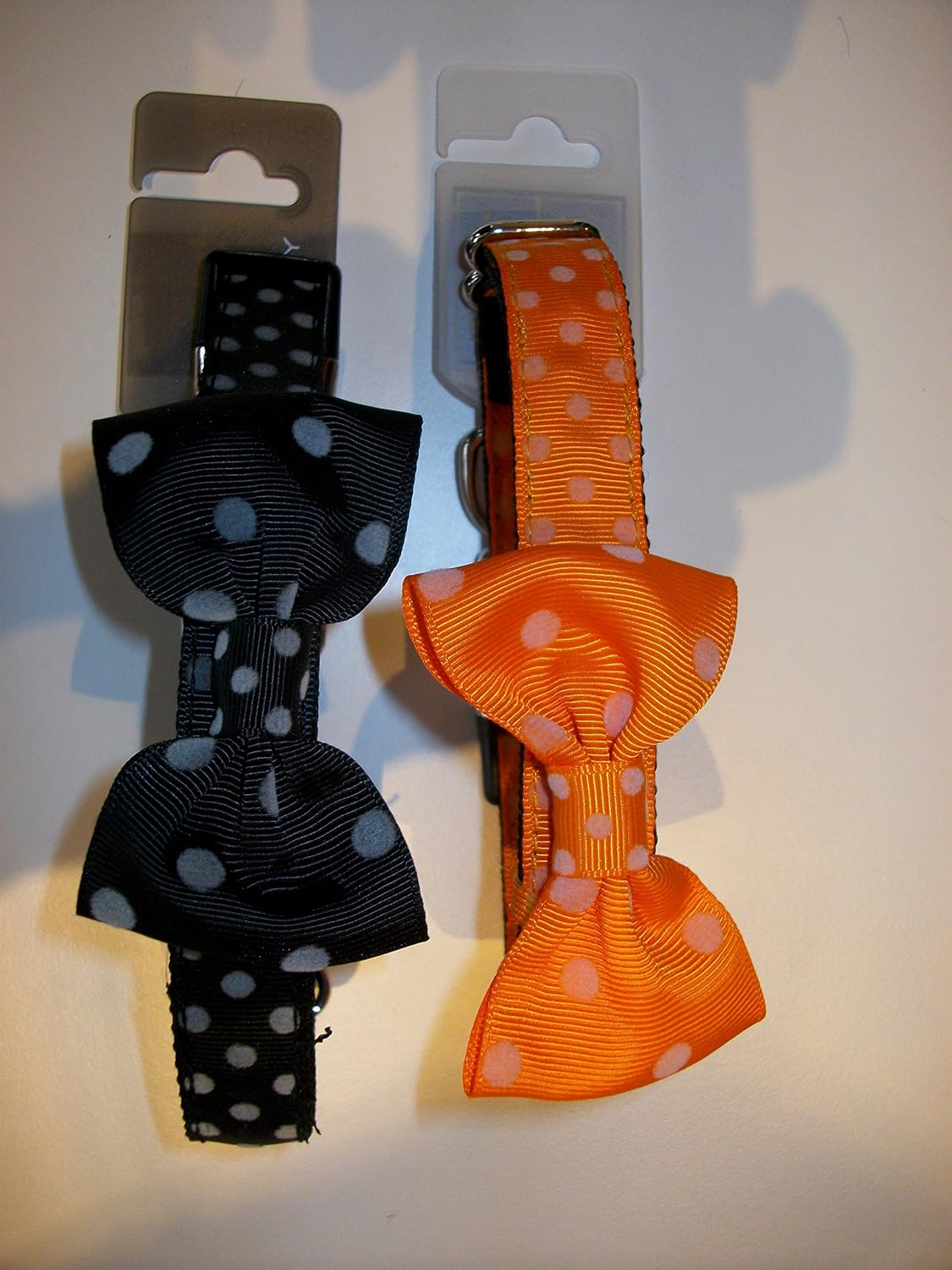 Wouapy Wouapy Collar with Bow Tie for Dogs, Orange Collar with Polka Dot in 15 Mm Width for Neck of 24/38 Cm