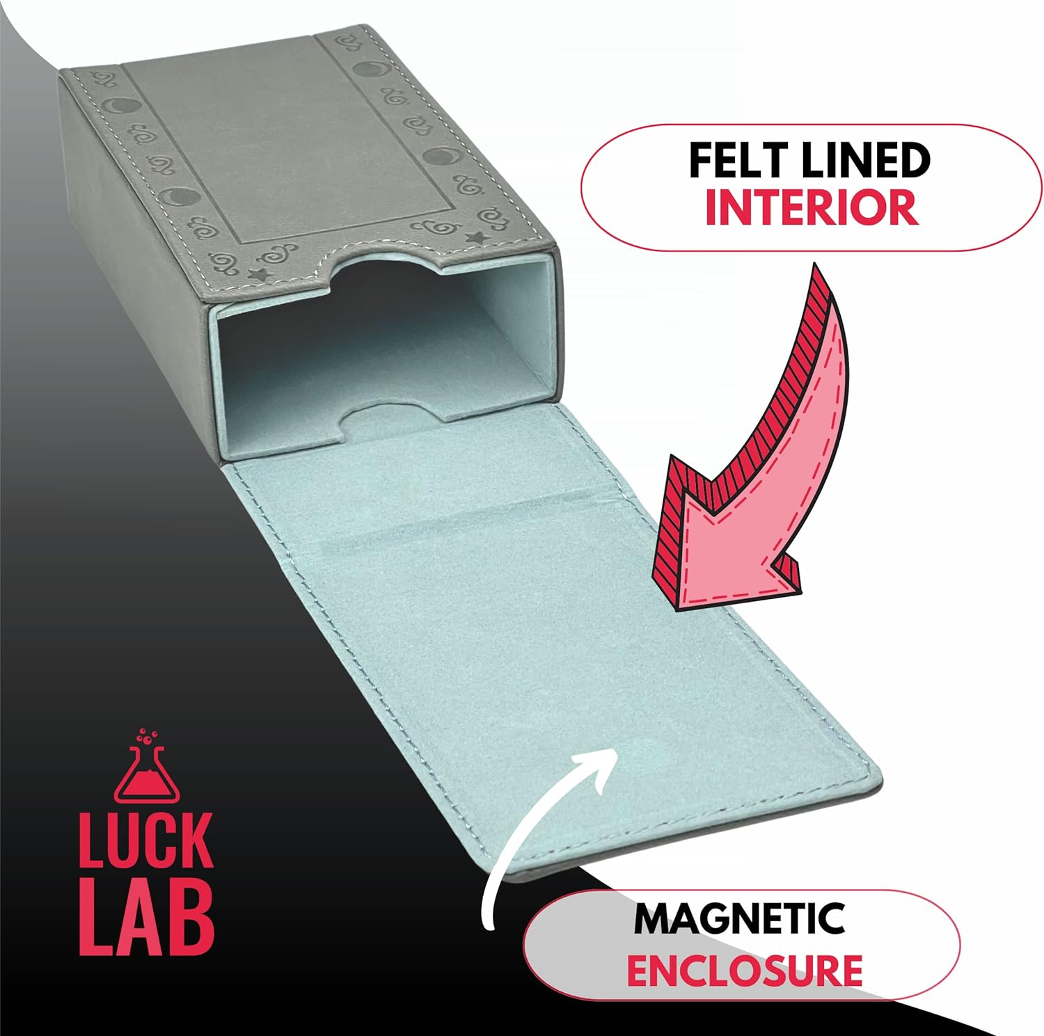 Luck Lab Leather Tarot Card Case/Holder - Grey - for Most Standard Size Tarot Cards (Fits Deck Size with Box Measuring 4.875 X 2.875 X 1.25)- Moon Design image number 5