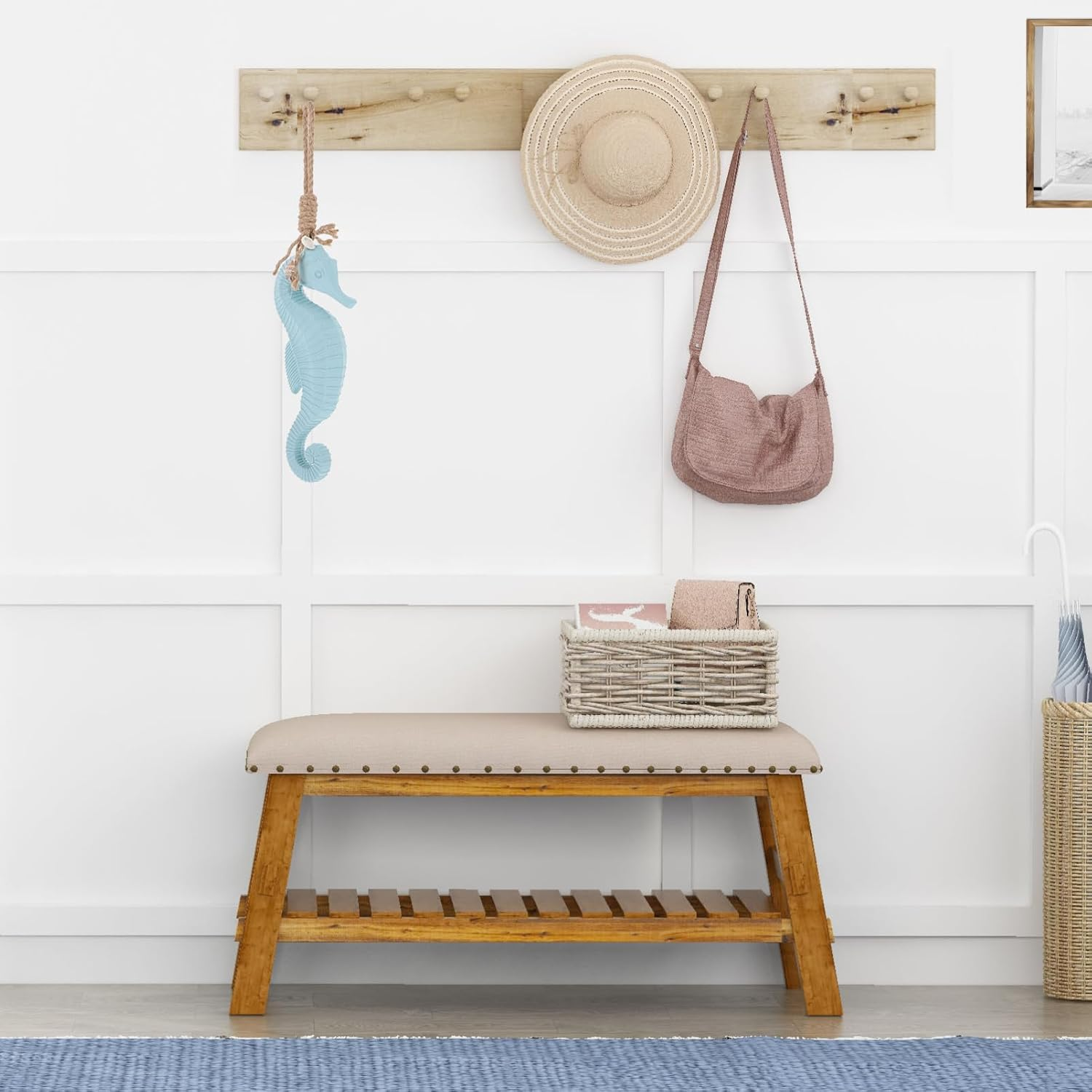 Wooden Seahorse Wall Decoration Nautical Beach Theme Decor for Living Home Office Coastal Decor