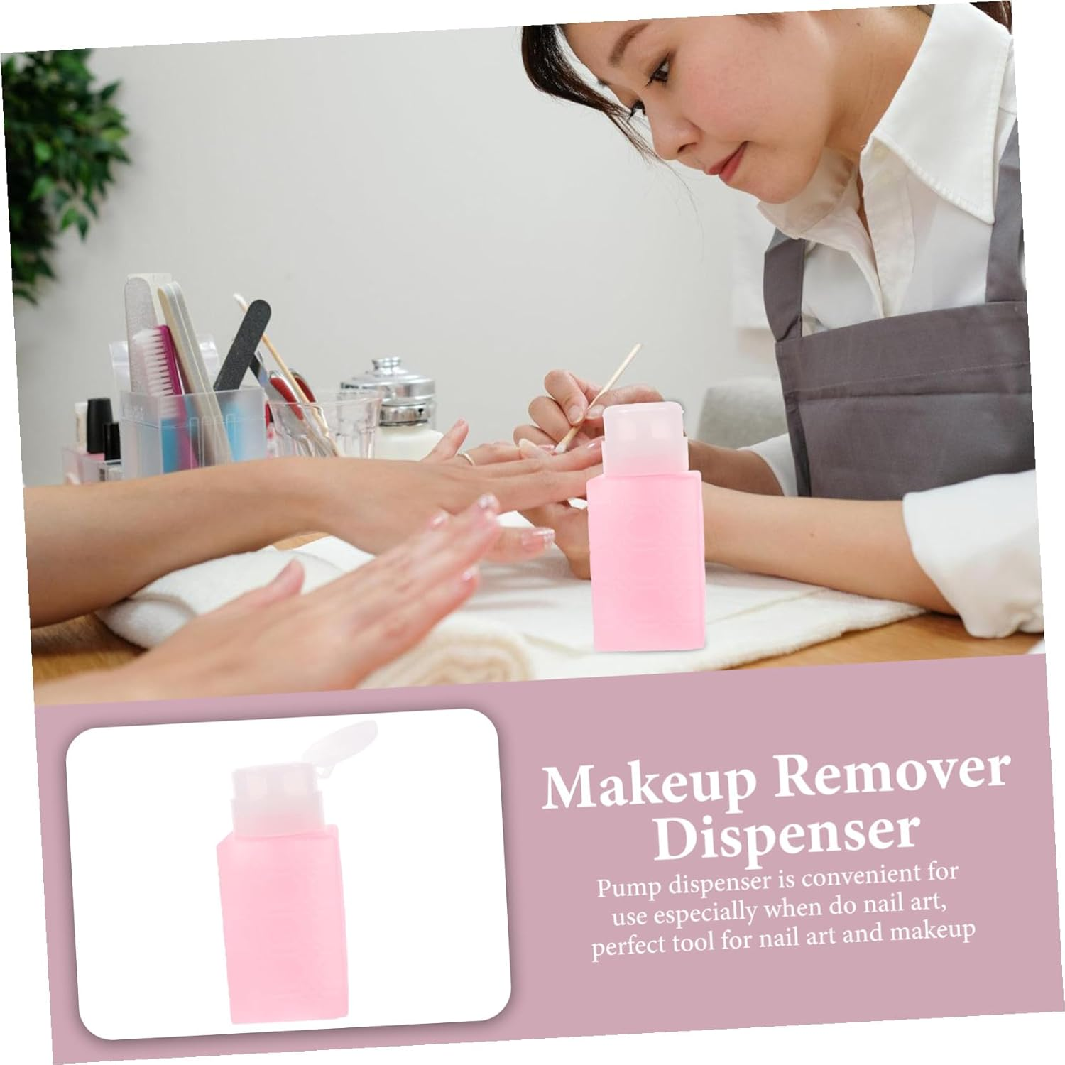 Garneck Push down Nail Polish Remover Dispenser Pump Bottle Lockable Leakproof Container for Makeup Remover and Nail Art Liquid Storage Reusable Portable Travel-Friendly image number 3