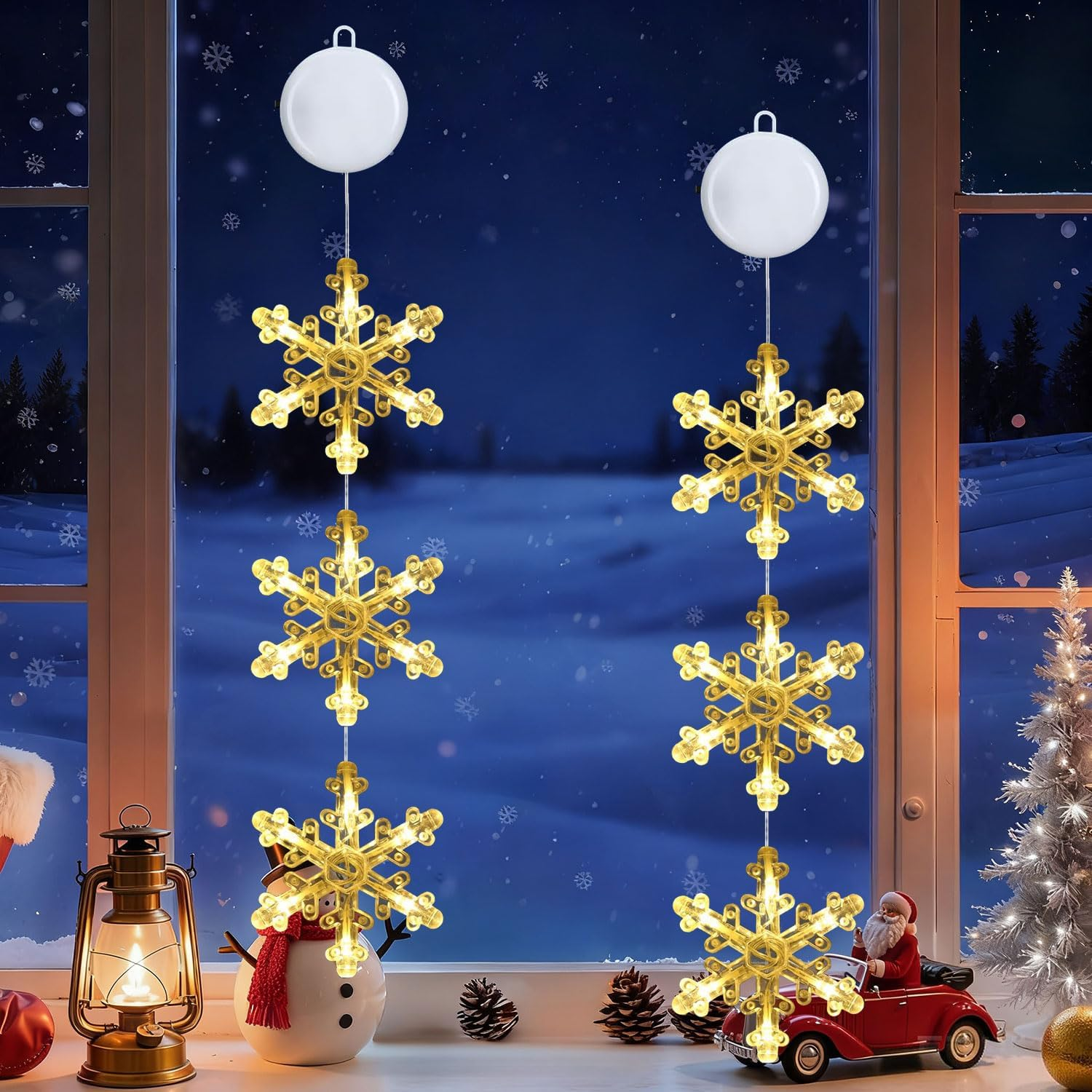 Zeilabang Kakadi Christmas Lights Window Indoor, Pack of 2 LED Christmas Lights, Christmas Decorative Window Light, LED Hanging Window Light for Christmas Decoration, Balcony, Festival, Party, Wedding image number 1