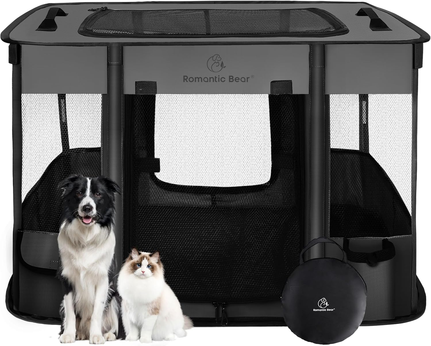 Dog Playpen,Pet Playpen, Foldable Dog Cat Playpens,Portable Exercise Kennel Tent, Water-Resistant Removable Shade Cover, Indoor Outdoor Travel Camping Use for Small Animals + Free Carrying Case image number 6