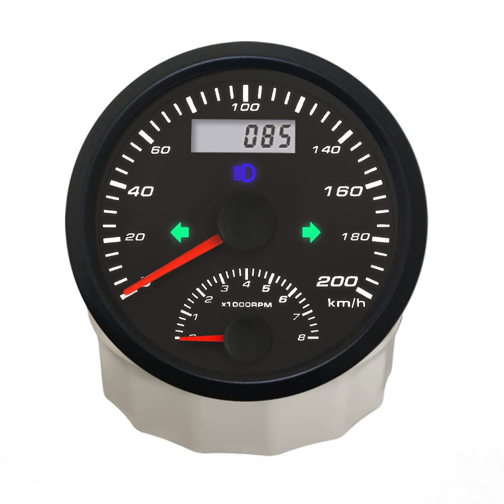 ELING 85Mm 2In1 GPS Speedometer with Tachometer 0-200KM/H 8000RPM with Backlight for Car Motorcycle ATV UTV