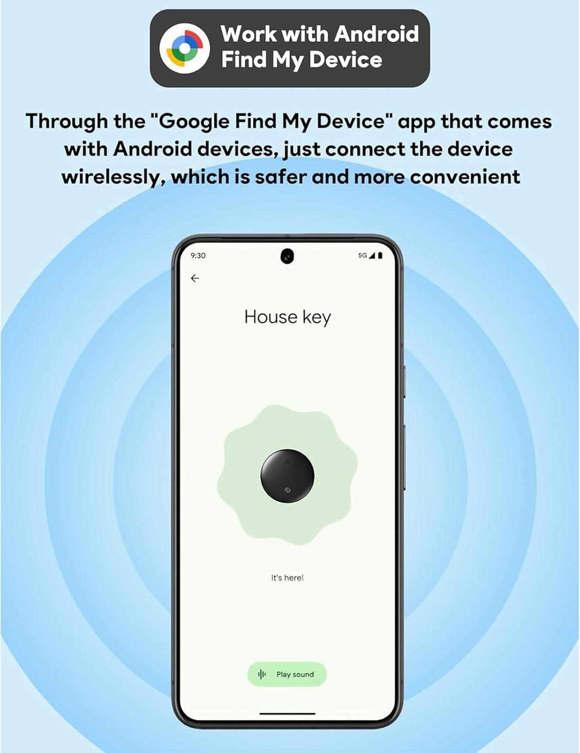 Android Smart Bluetooth Tracker (2025) Compatible Airtag with Google Find My Device, Air Tracker Tags for Android, Key Finder GPS Item Locator for Keys, Bags, Luggage, IP67 Waterproof, with Lanyard image number 1