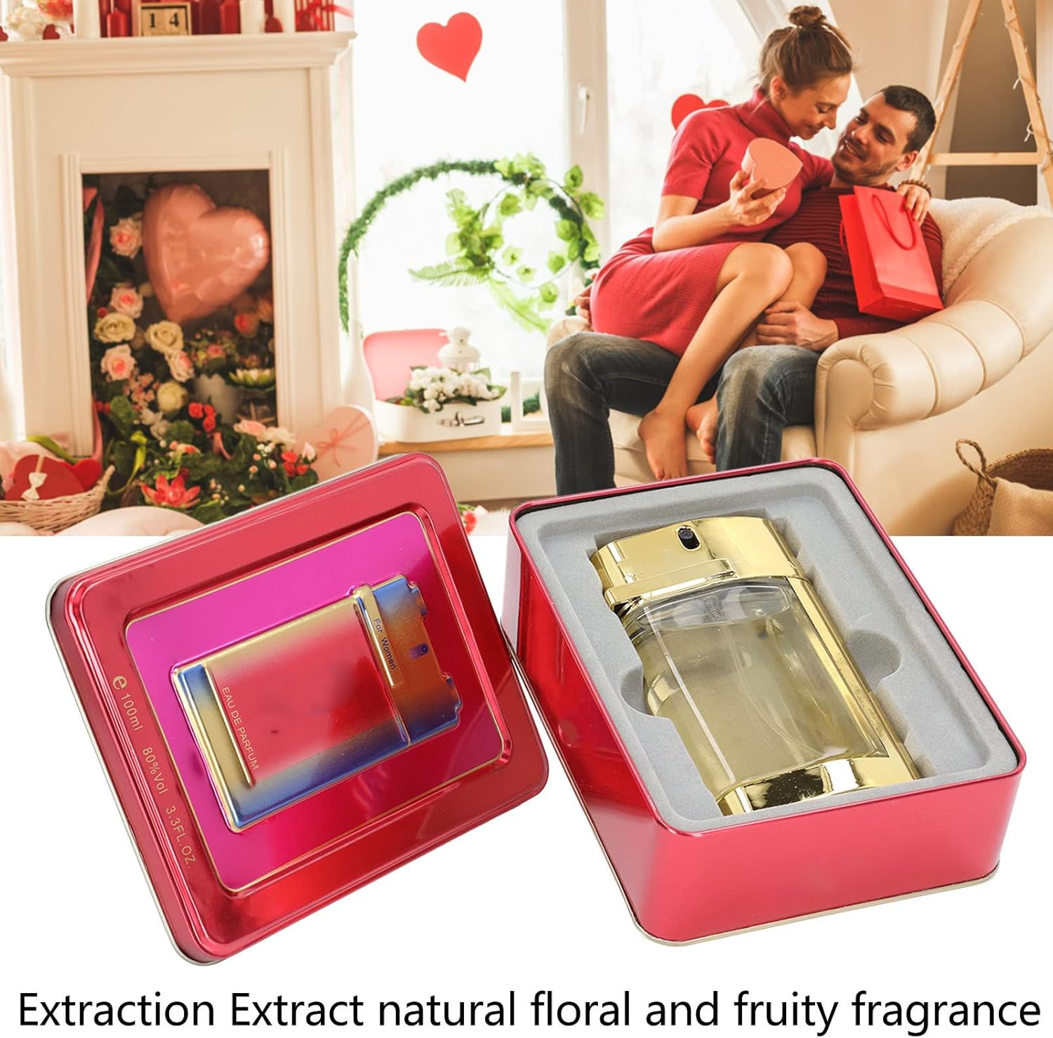 Women Perfume, Light Fragrance Perfume Long Lasting Delicate Glass Bottle Perfume for Lady Women Gift 100Ml image number 5