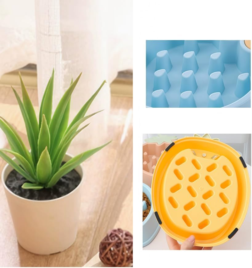 1Pc Pineapple-Shaped Slow Feeder Bowl,Adorable Pineapple Slow Food Bowl,Pineapples-Shaped Pet Slow Eating Food Bowls for Dogs and Cats, Blue image number 2