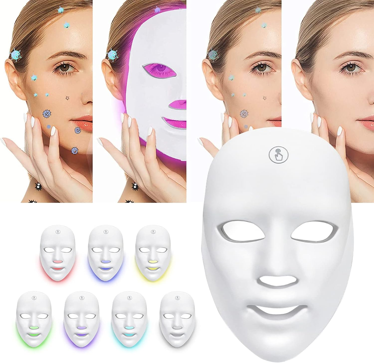 Beauty Skin Photon Mask, 7 Colors USB Charging Tightening Hydrating anti Aging Beauty Mask, Total Care Face Beauty Tools for Wrinkle Removal image number 2