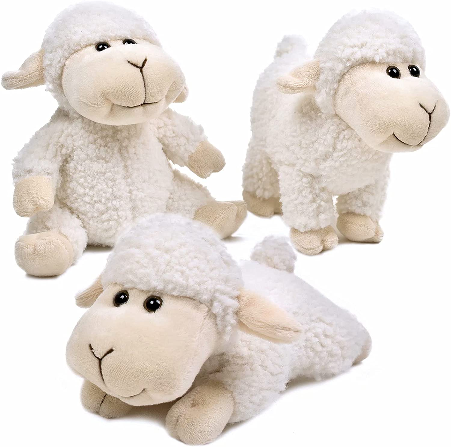 Stuffed Animal Lamb Plush Toy 3 Pcs - Cute and Soft Sheep Gifts for Kids, Boys and Girls - Black Lamb Toys
