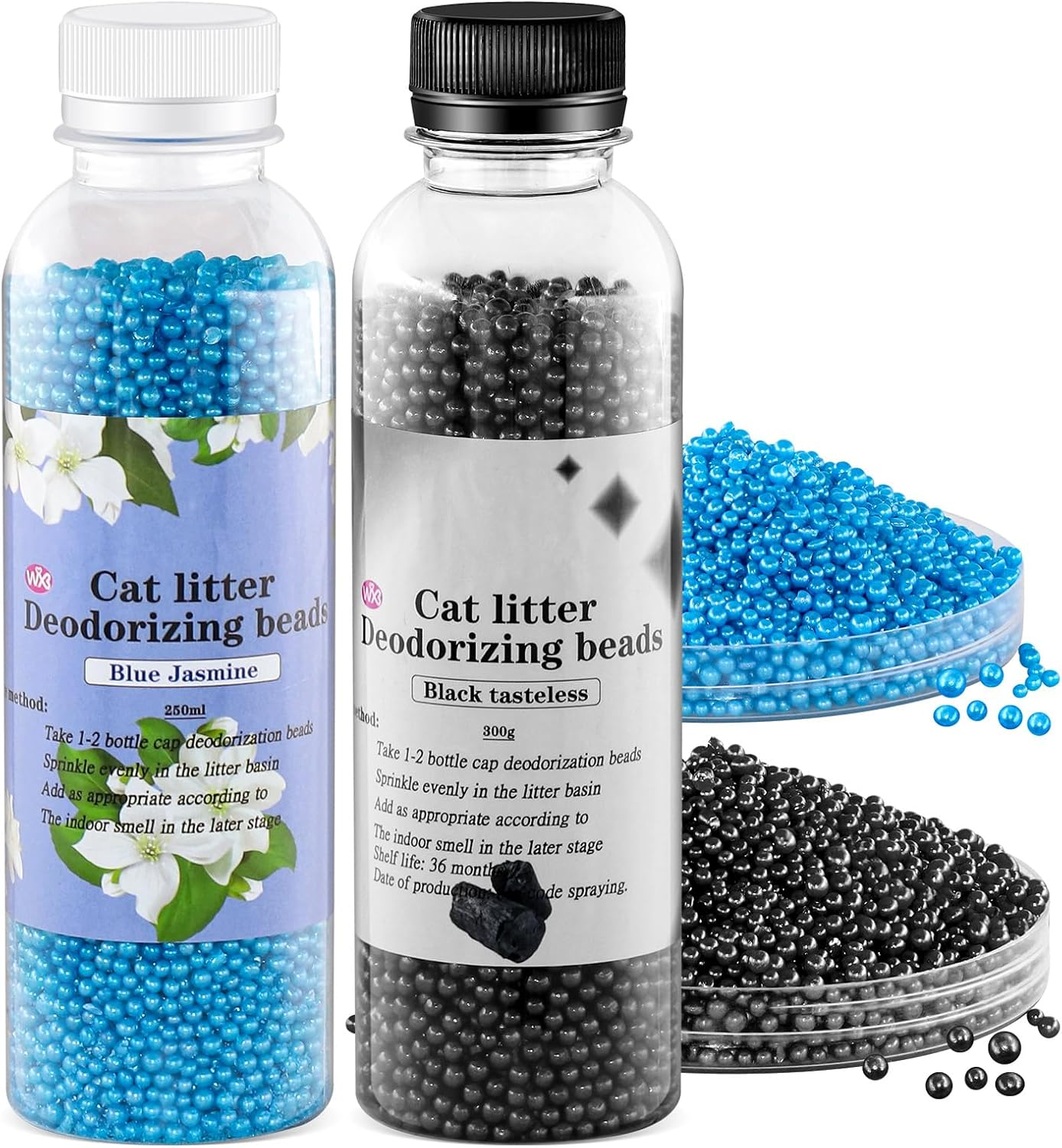 Cat Litter Deodorizer|Cat Litter Box Deodorizer|Cat Litter Crystals,Cat Odor Eliminator for Home, 8.5 Oz (Black+Blue)