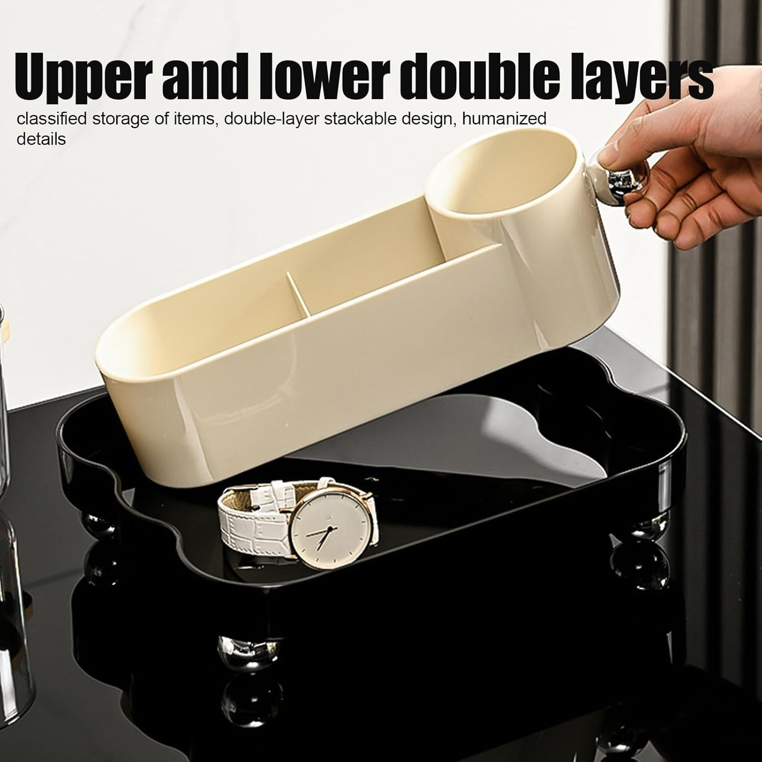 Vanity Makeup Organizer | Split Design Desk Brush Holder,Beauty Holder - for Home Vanity Bedroom Counter Dresser Dorm Room Studio