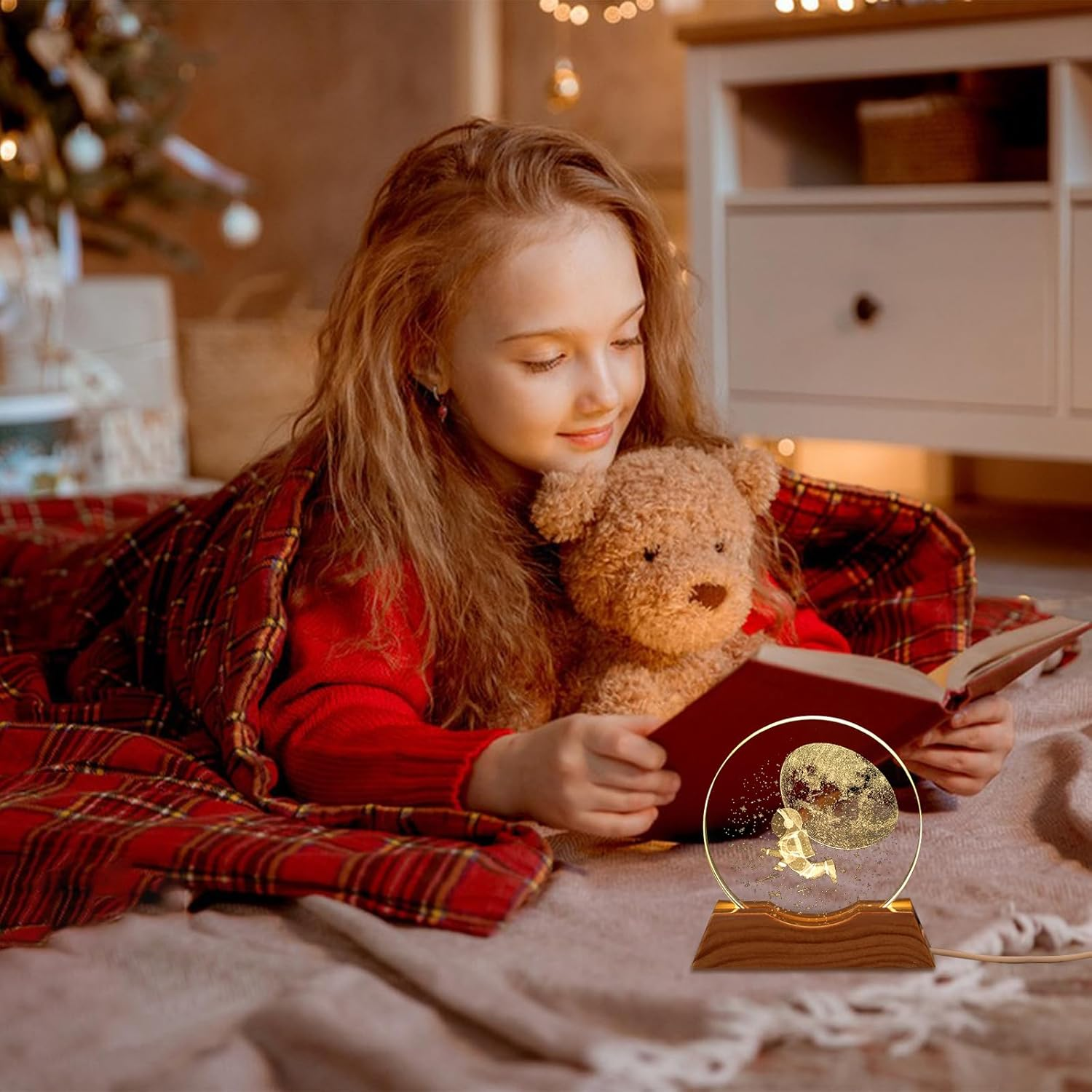 Pack of 2 3D Planet Crystal Ball Night Light with Base Solar System Crystal Ball Creative Night Scene Astronomy Ball 3D Solar System Crystal Ball for Christmas Valentine'S Day Birthday Home Decor image number 3