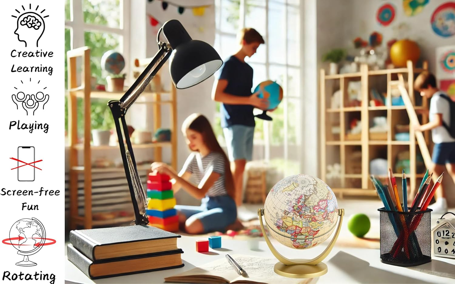 Exerz 10Cm Antique Globe - Mini Globe - Vintage Colour Modern Map (Diameter: 10Cm) image number 4