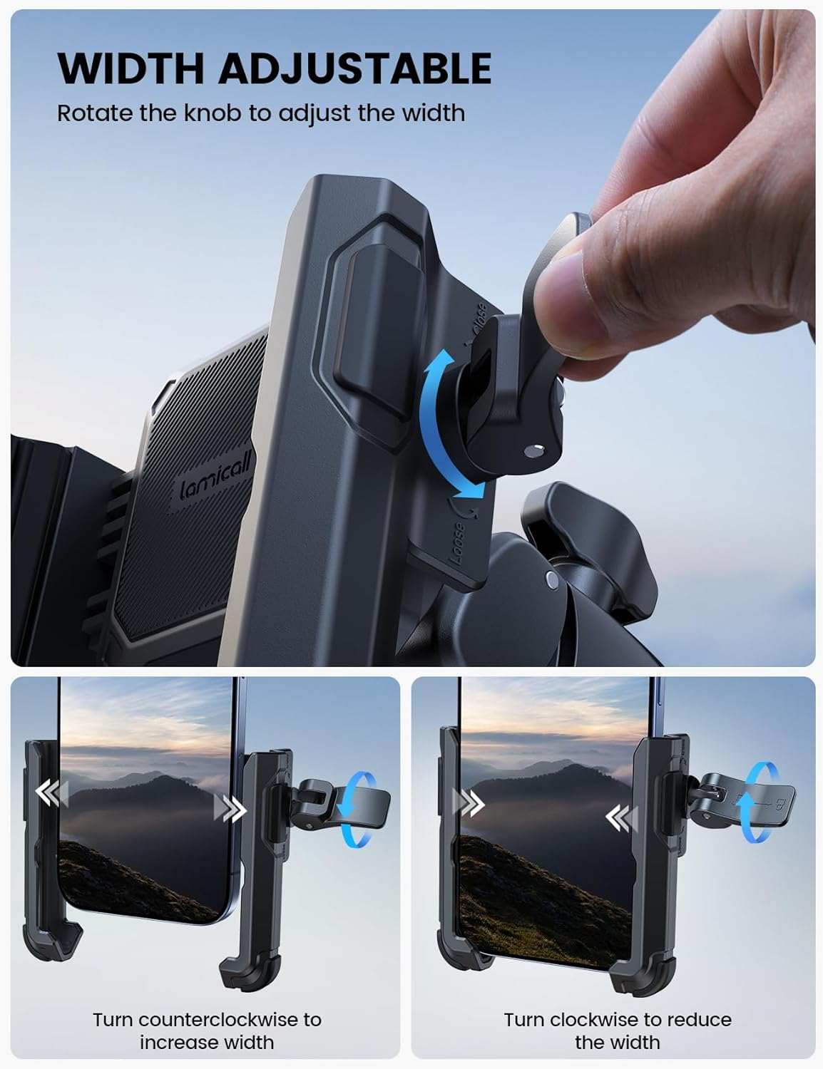 Lamicall Motorcycle Phone Mount Holder - [Camera Friendly] [1S Lock] 2025 Upgrade Bike Phone Holder Handlebar Clamp, Bicycle Scooter Smartphone Clip, for Iphone 16 15 14 Pro Max, 13 12 Mini Plus image number 4