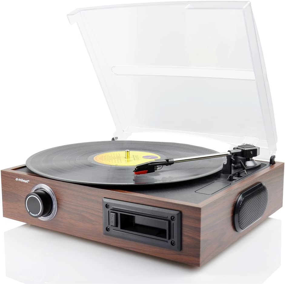 Mbeat Wooden 2-In-1 USB Turntable Record Player and Cassette Digital Recorder Built-In Speakers image number 3