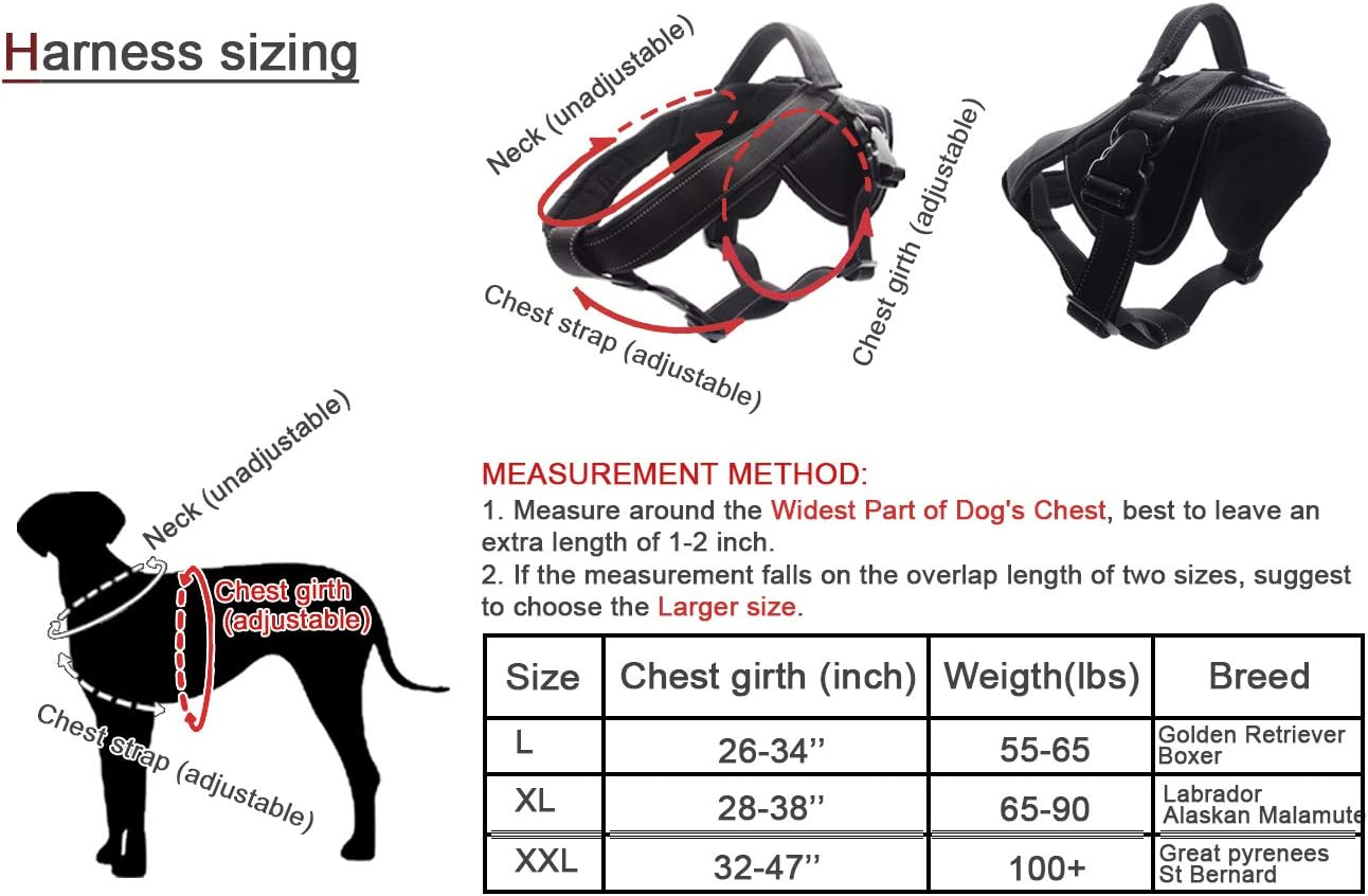 YOGADOG Heavy Duty Dog Harness for Medium and Large Dogs, No Pull Dog Vest Harness with Handle Extensible, Reflective Stitching (XL) image number 2