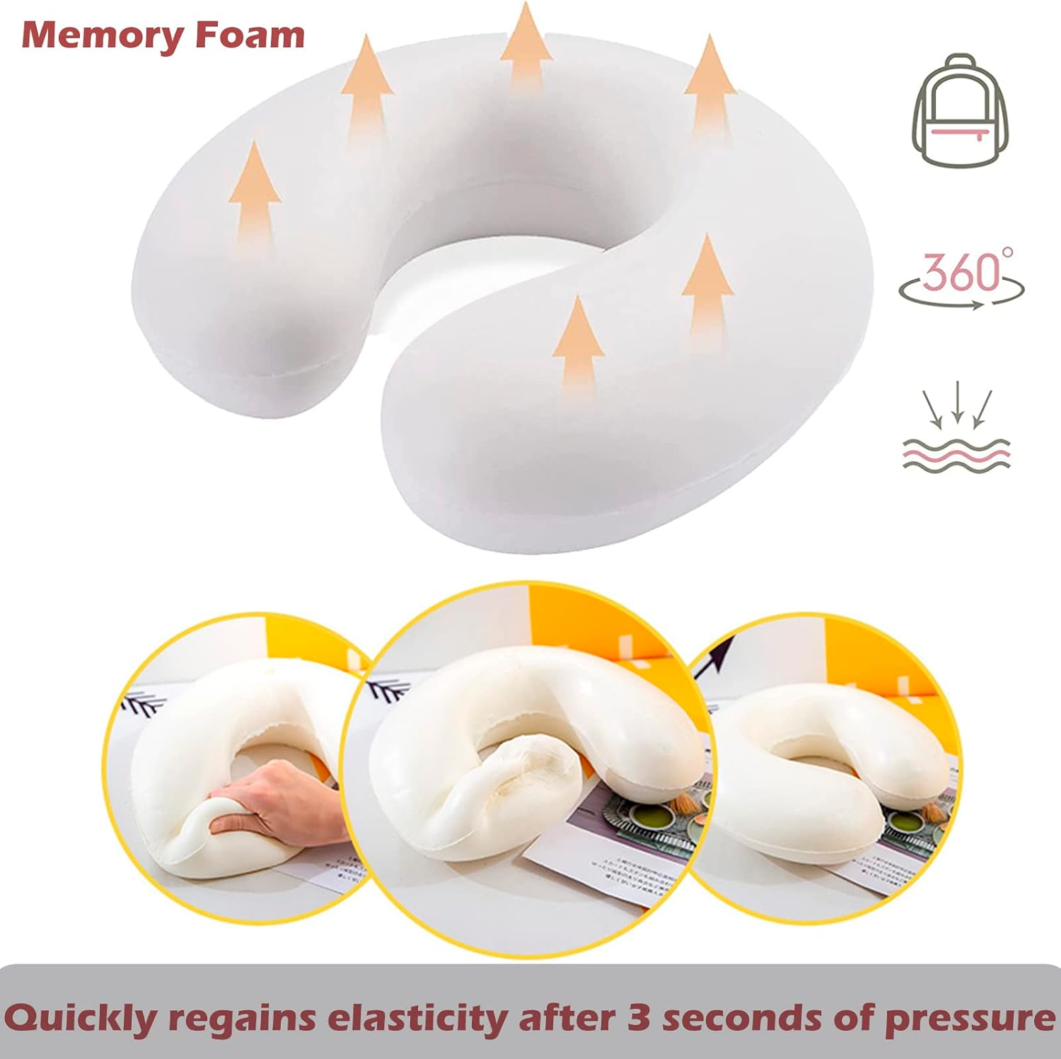 Kids Neck Pillow for Traveling, Upgraded Cartoon Cute Travel Neck Pillow for Kids Boys & Girls, Airplane Memory Foam Travel Pillow for Flight Headrest Sleep, Portable Plane Accessories (Crocodile) image number 3