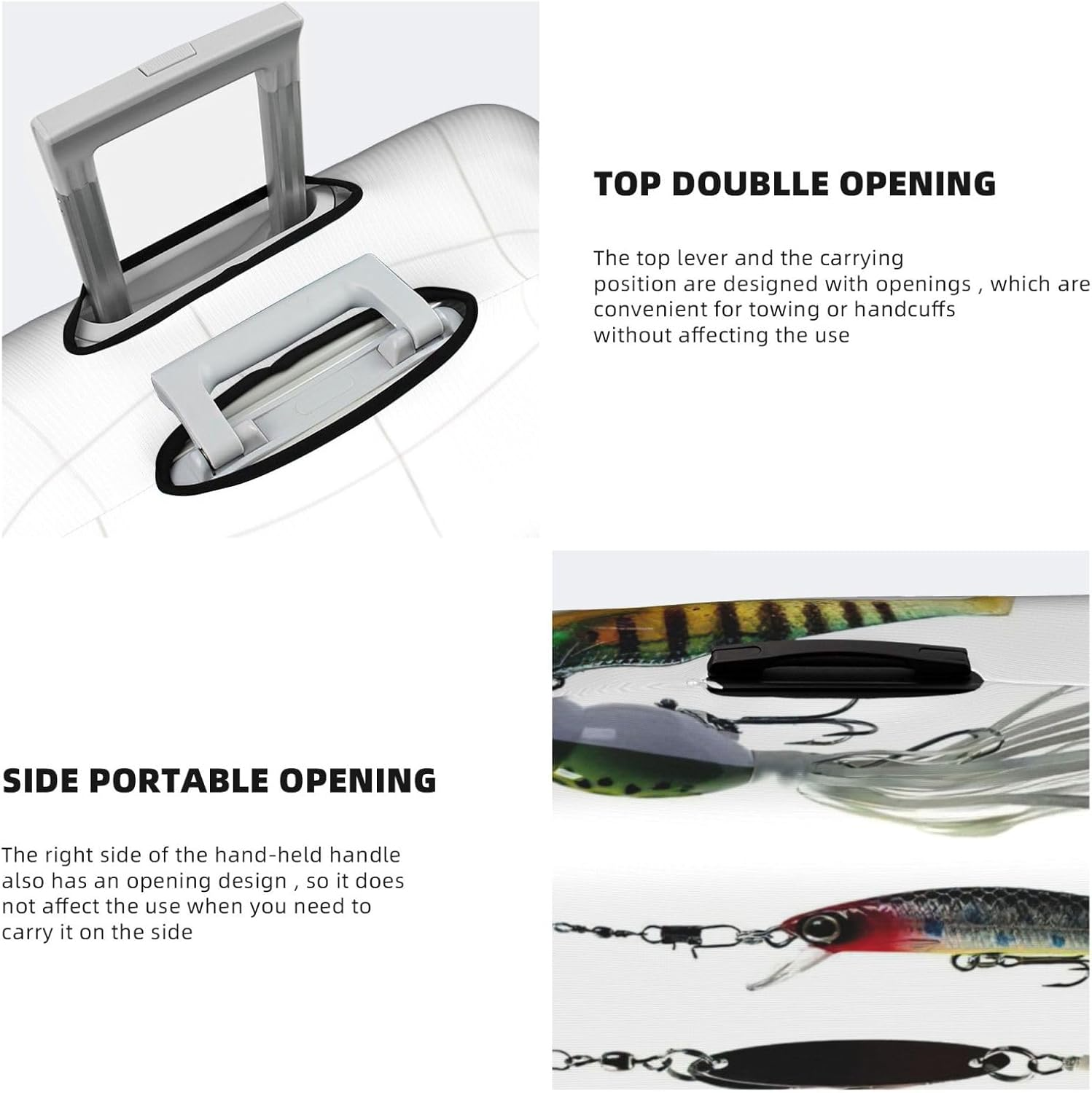 Odddot Various Type of Fishing Baits Print Travel Luggage Cover,Suitcase Protector Cover, Washable Baggage Covers,For 18-32 Inch Luggage, Various Type of Fishing Baits, Large image number 1