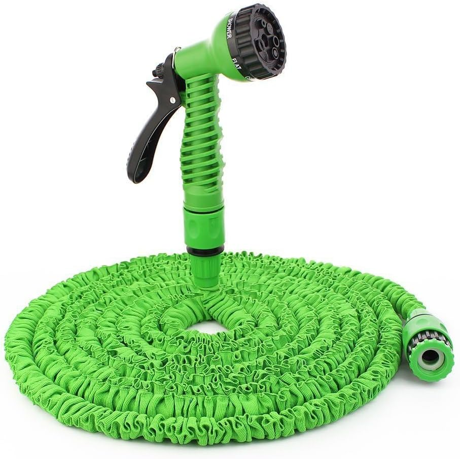 Flexible Garden Hose, Flexible Hose, Extendable 8 Spray Functions, Quick Adapter and Wall Mounted Car Wash and Pet Bathing (Green, 22.5 M) - Green, 22.5 M image number 6