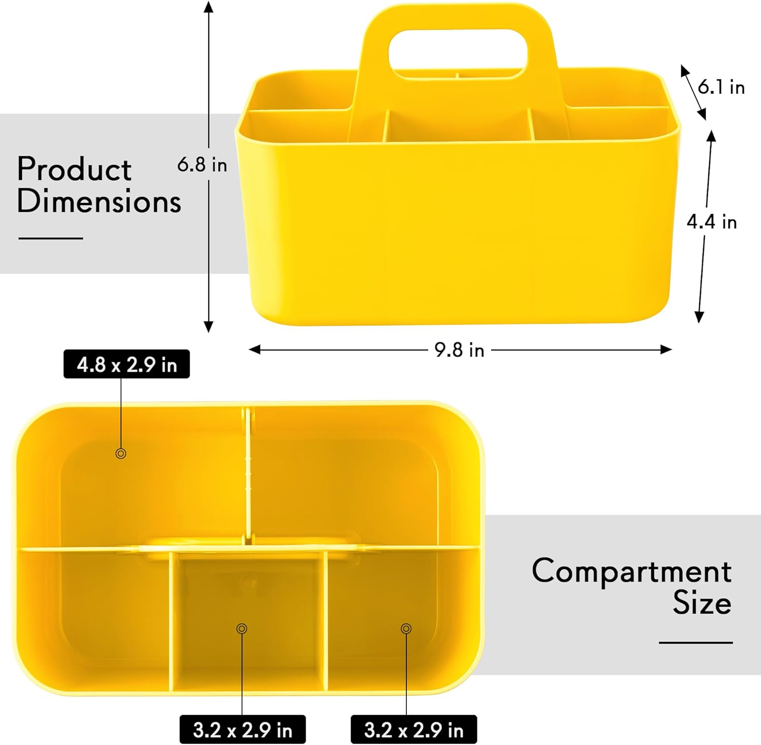 Tiawudi Multipurpose Caddy Organizer, Plastic Caddy with Handle, Stackable Desk Organizer for Stationery, Marker and Pencil, Office Supplies Organizer, Dorm Caddy - Gray image number 3