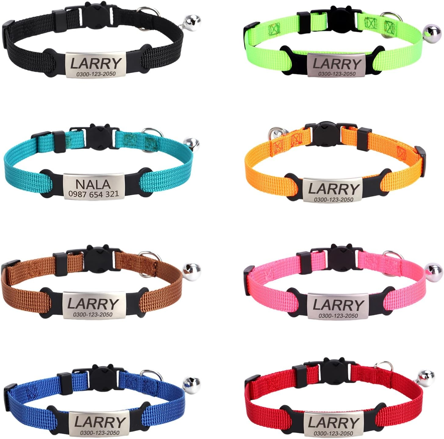 Personalised Kitten Cat Collar with Safe Breakaway Quick Release Buckle Bell ID Tag Custom Name and Phone Number for Boy Girl Cats - Dark Blue image number 3