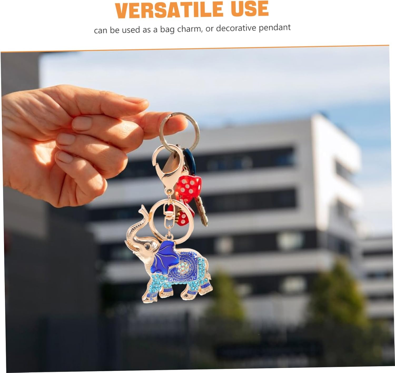 WOFASHPURET Elephant Keychain Handbag Accessories Key Decoration for Women Keychain Pendant Bags Pendant Back Pendant Girl Keychain Pendant Keychains Keychain Crystal Zinc Alloy Blue - Red image number 4