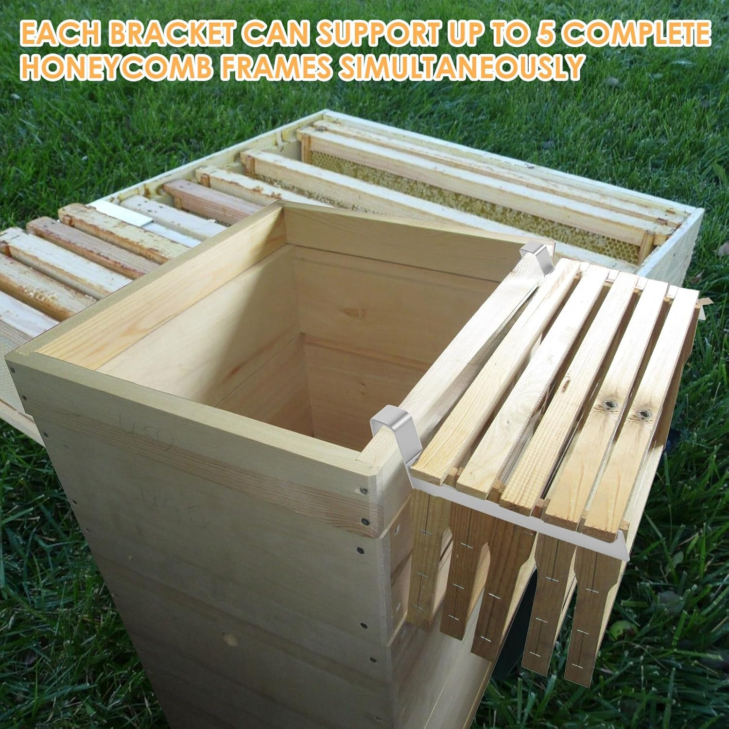 2 Pairs Beehive Frame Holder, Stainless Steel Bee Hive Stand, Large Capacity Beehive Frame Support Rack for Home Beekeeping Honey Harvesting and Inspection image number 5