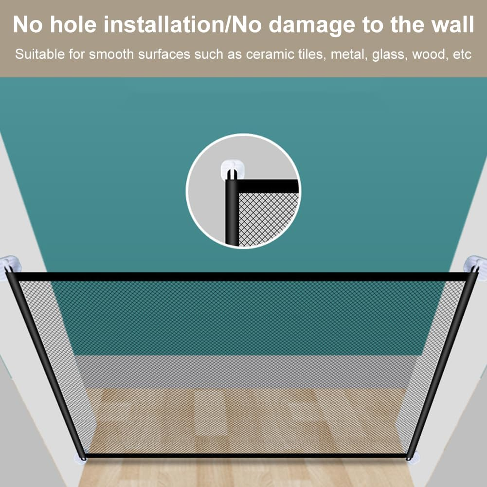 Stair Safety Gate for Dogs, Door Safety Gate No Drilling, Barrier for Dogs, Baby Barrier Safety Gate, Stairs, Dog Barriers, Child Safety Gate, Mesh Gate, Barrier for Pets, 115 X 78 Cm